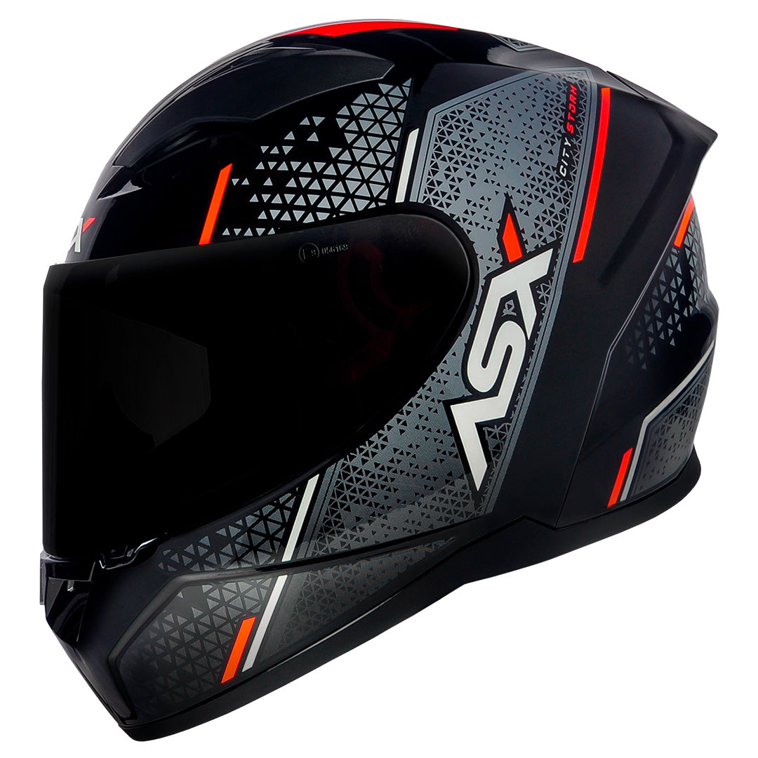 Capacete ASX City Storm Brilho Preto/Cinza/Vermelho