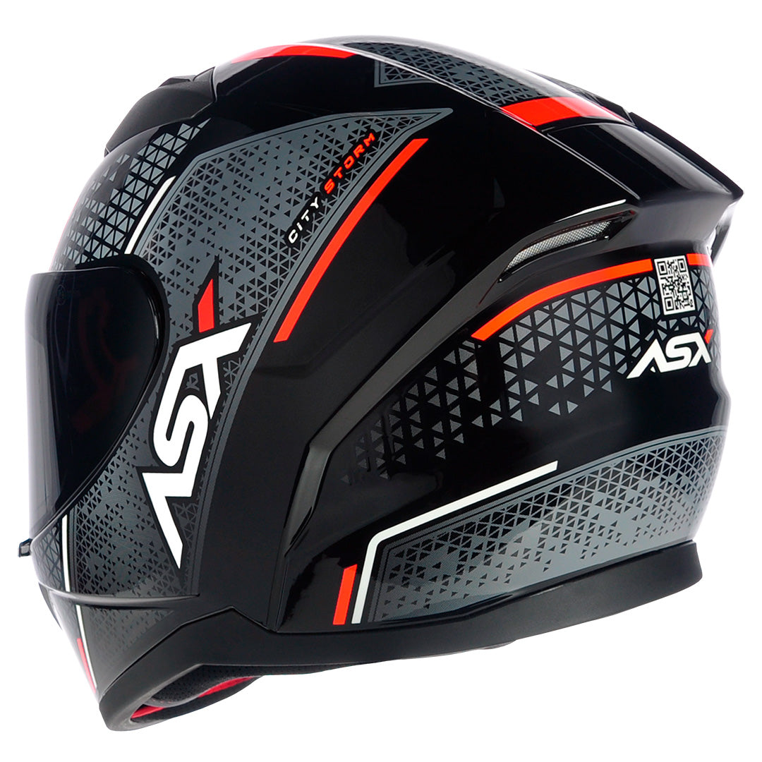 Capacete ASX City Storm Brilho Preto/Cinza/Vermelho