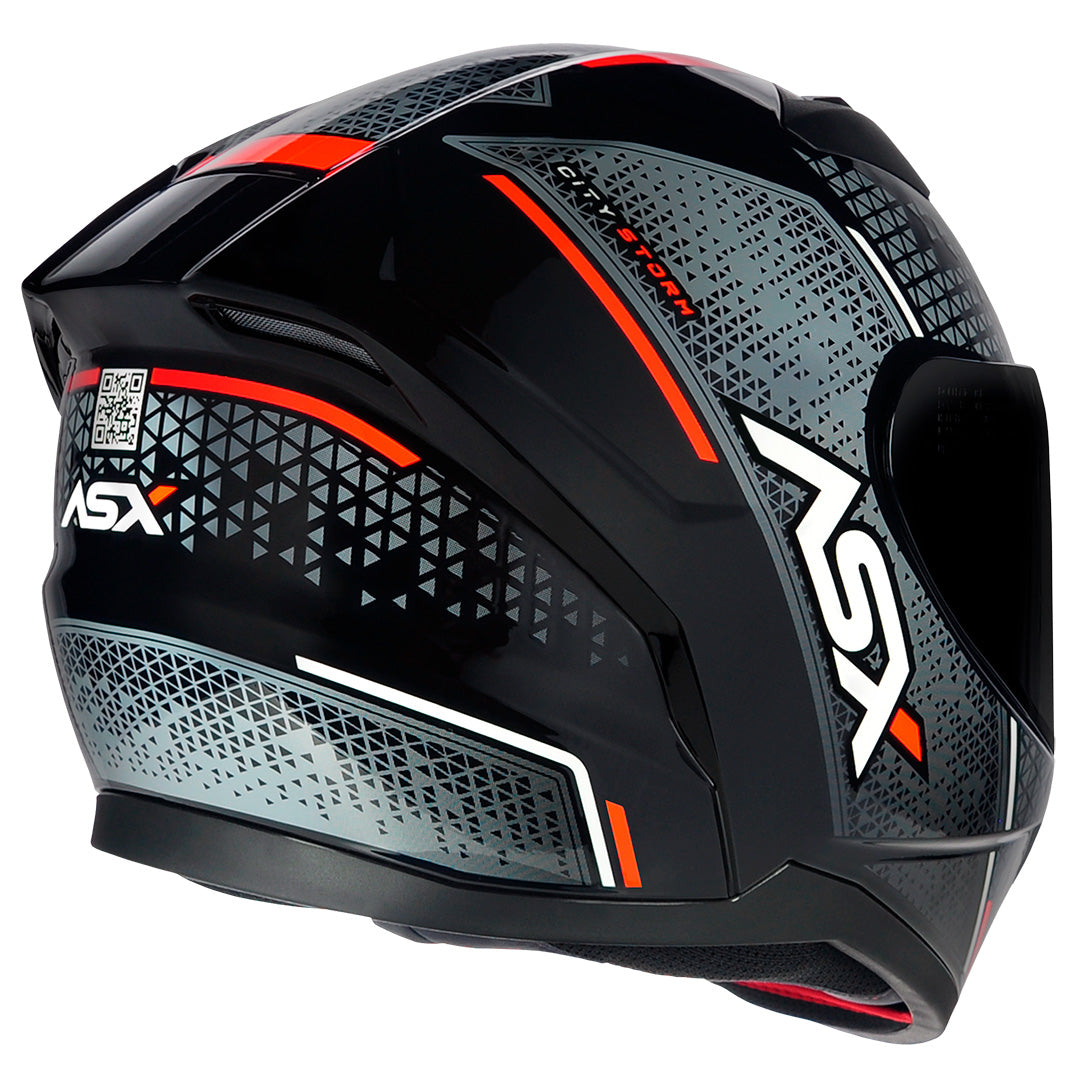 Capacete ASX City Storm Brilho Preto/Cinza/Vermelho