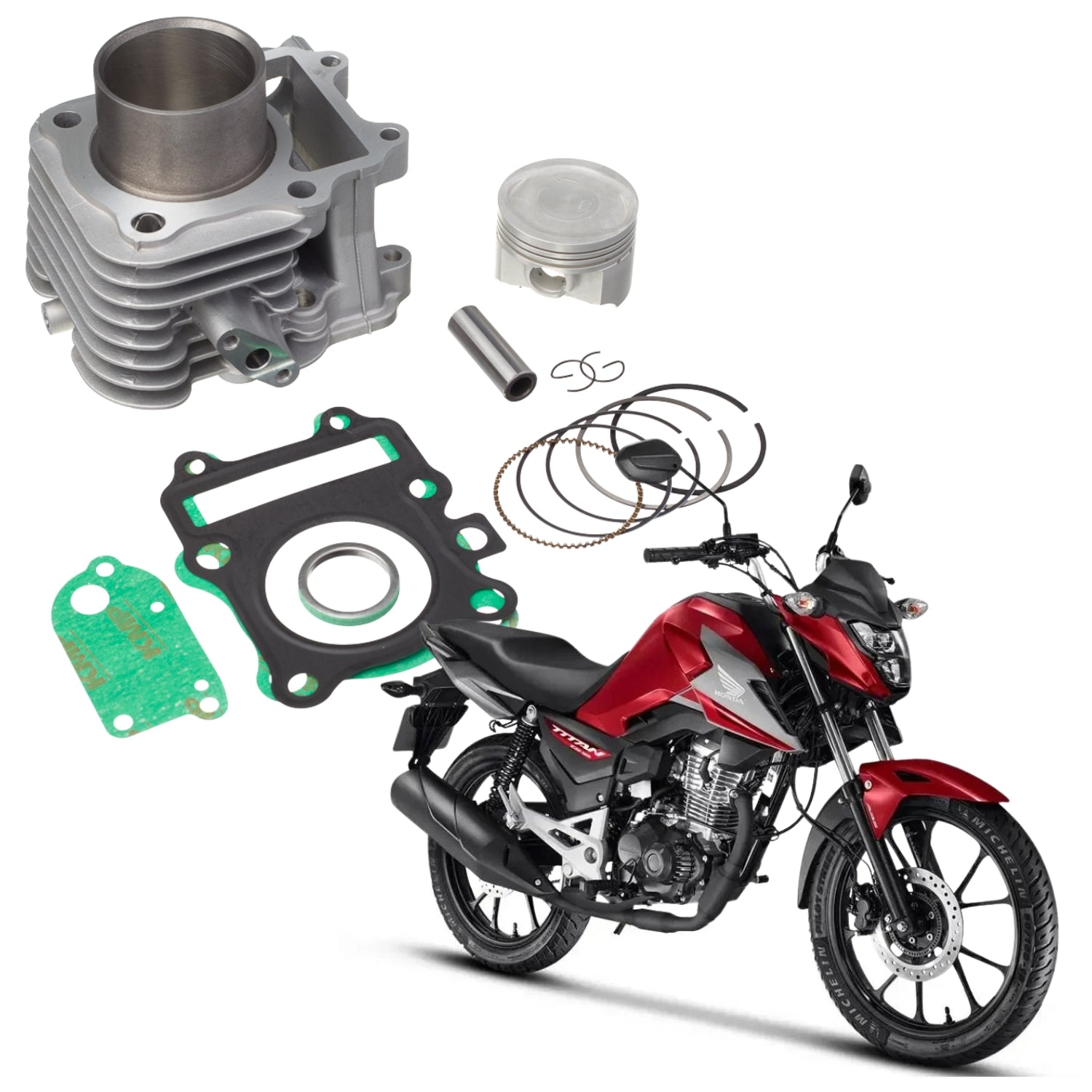 KIT COM CILINDRO PISTAO KMP DYAMOND HONDA CG TITAN FAN 160
