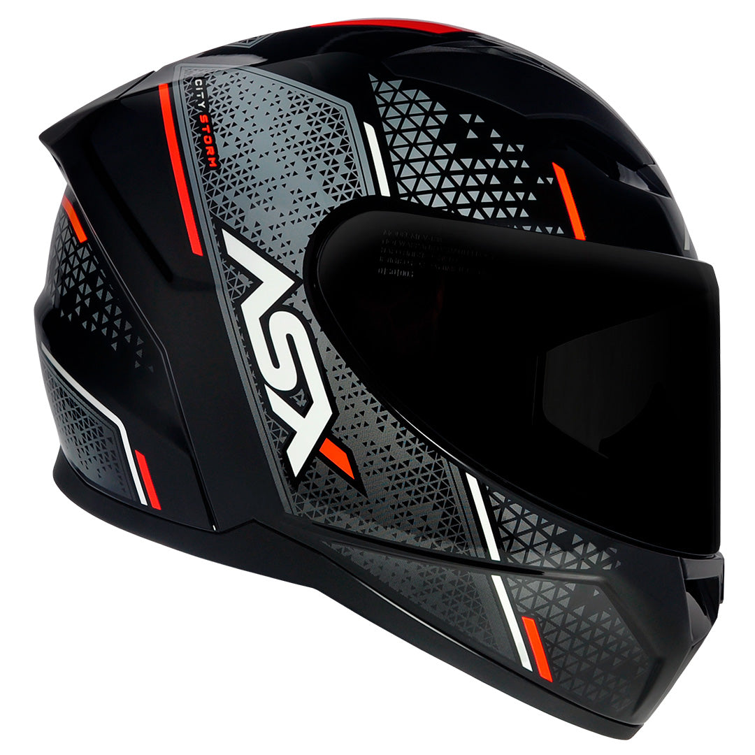 Capacete ASX City Storm Brilho Preto/Cinza/Vermelho