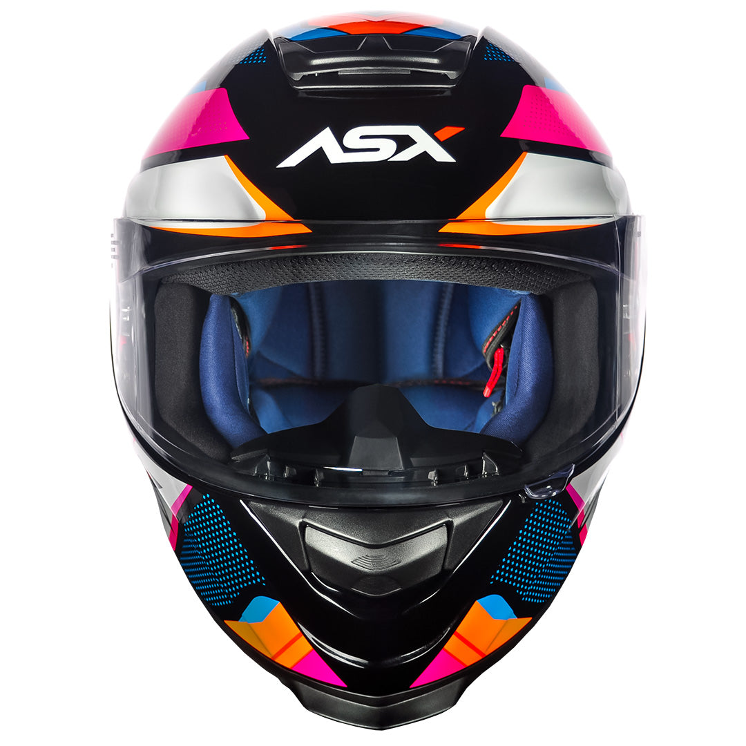 Capacete ASX Eagle Fast Brilho Preto/Rosa/Branco