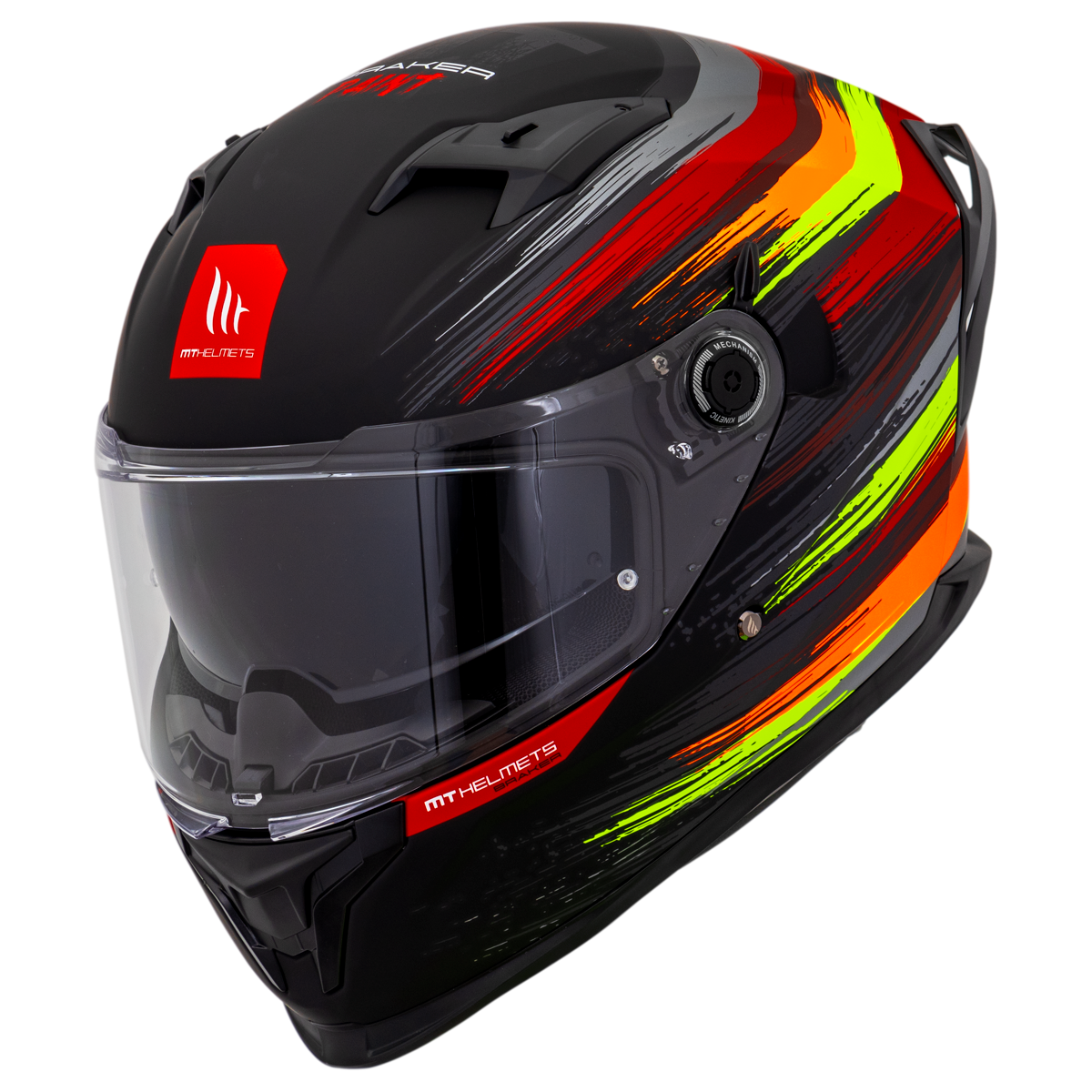 Capacete Mt Helmets Braker SV Paint C4 Flourecente Preto Brilho