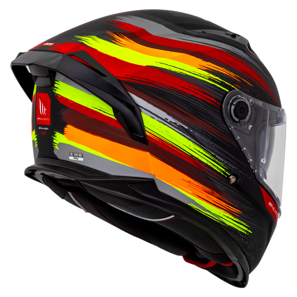 Capacete Mt Helmets Braker SV Paint C4 Flourecente Preto Brilho
