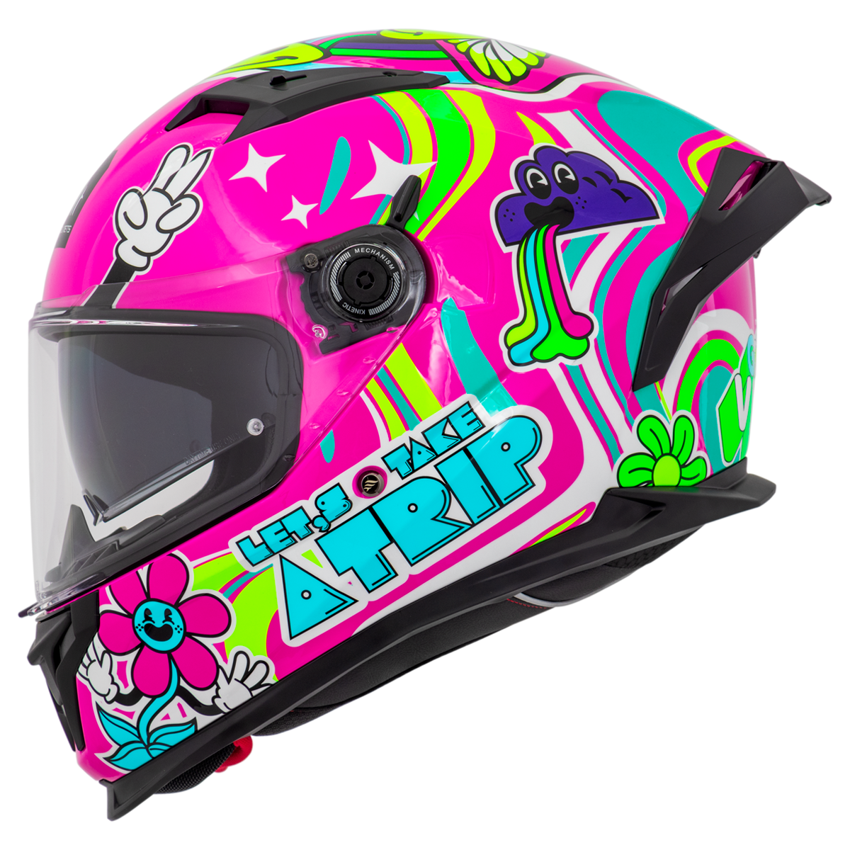 Capacete Mt Helmets Braker SV Trip C8 Rosa Brilho