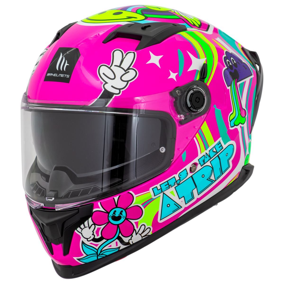 Capacete Mt Helmets Braker SV Trip C8 Rosa Brilho
