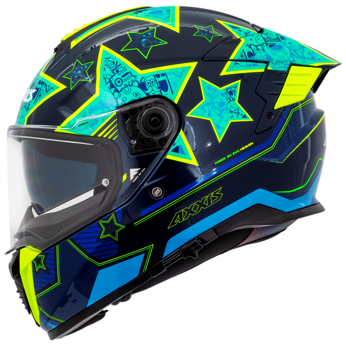 Capacete Axxis Hawk Evo Sv Heaven C7 Azul Brilho