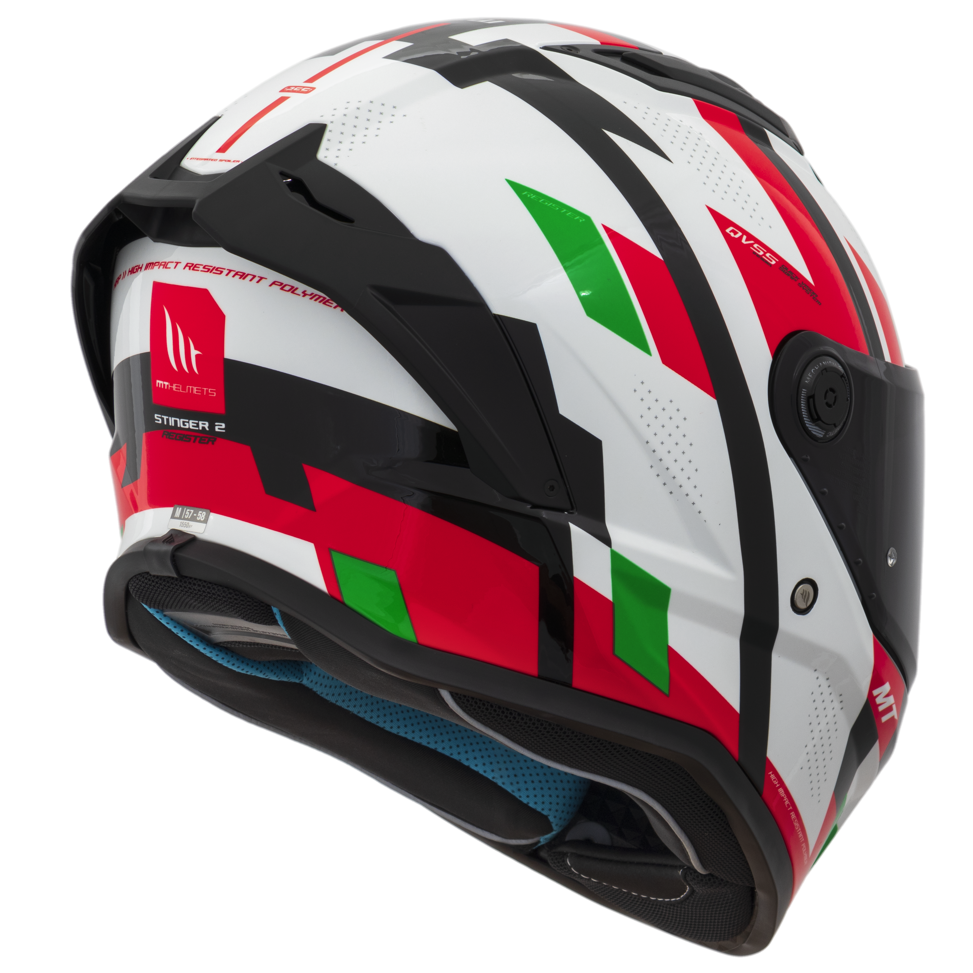 Capacete Mt Helmets Stinger 2 Register C6 Branco Vermelho Brilho