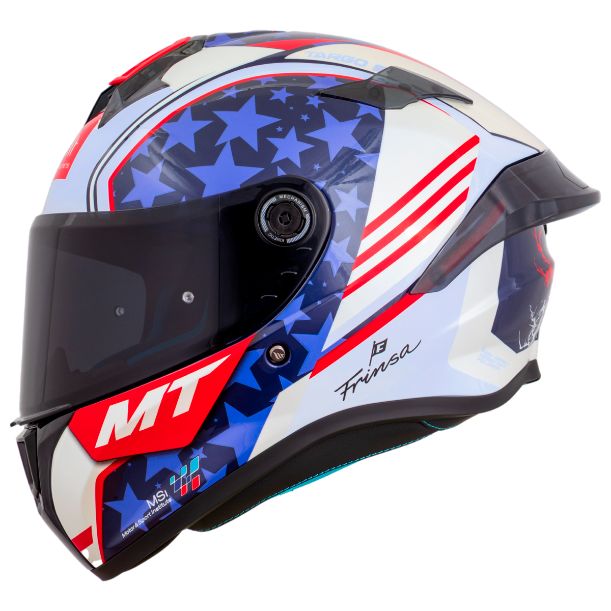 Capacete Mt Helmets Targo S Replica Ivan Ortols USA 2024 C7 Branco Brilho