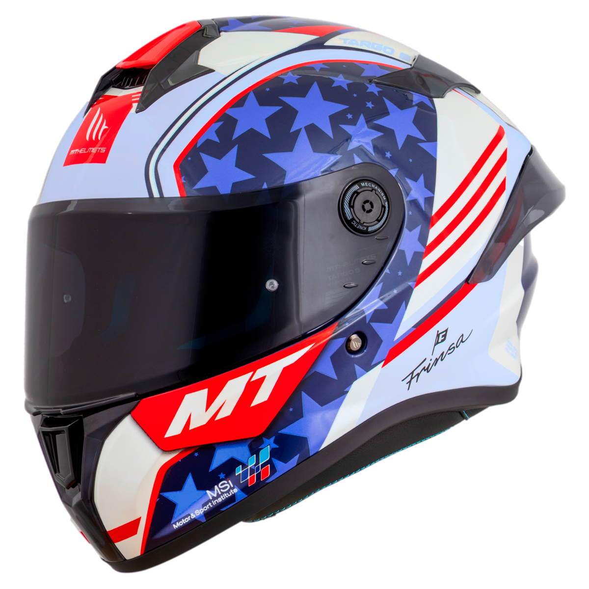 Capacete Mt Helmets Targo S Replica Ivan Ortols USA 2024 C7 Branco Brilho