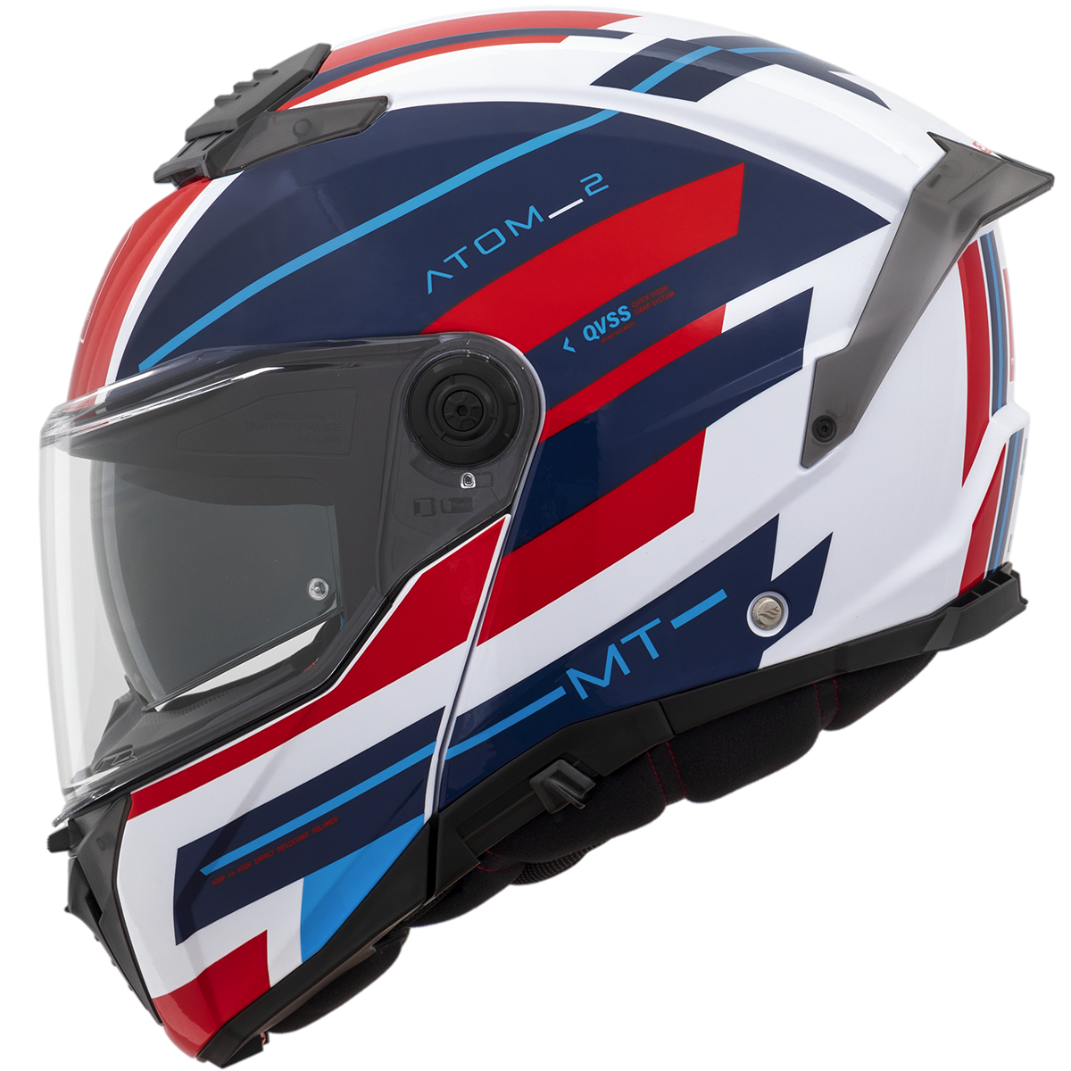 Capacete Mt Helmets Atom 2 SV Alkaline Fo Vermelho Azul Gloss