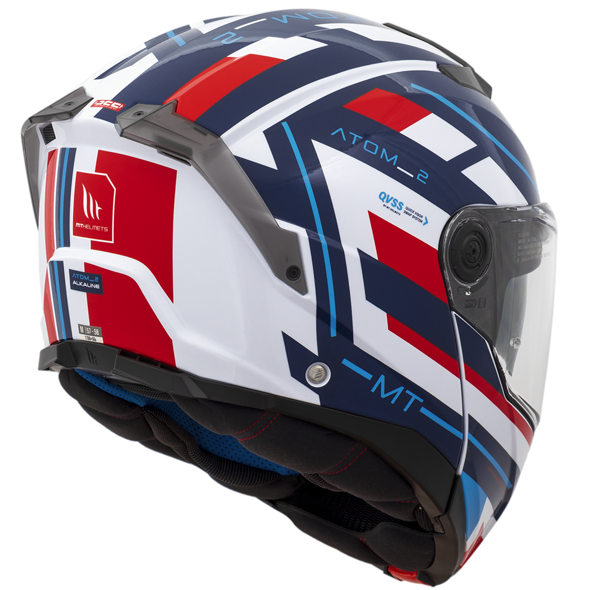 Capacete Mt Helmets Atom 2 SV Alkaline Fo Vermelho Azul Gloss