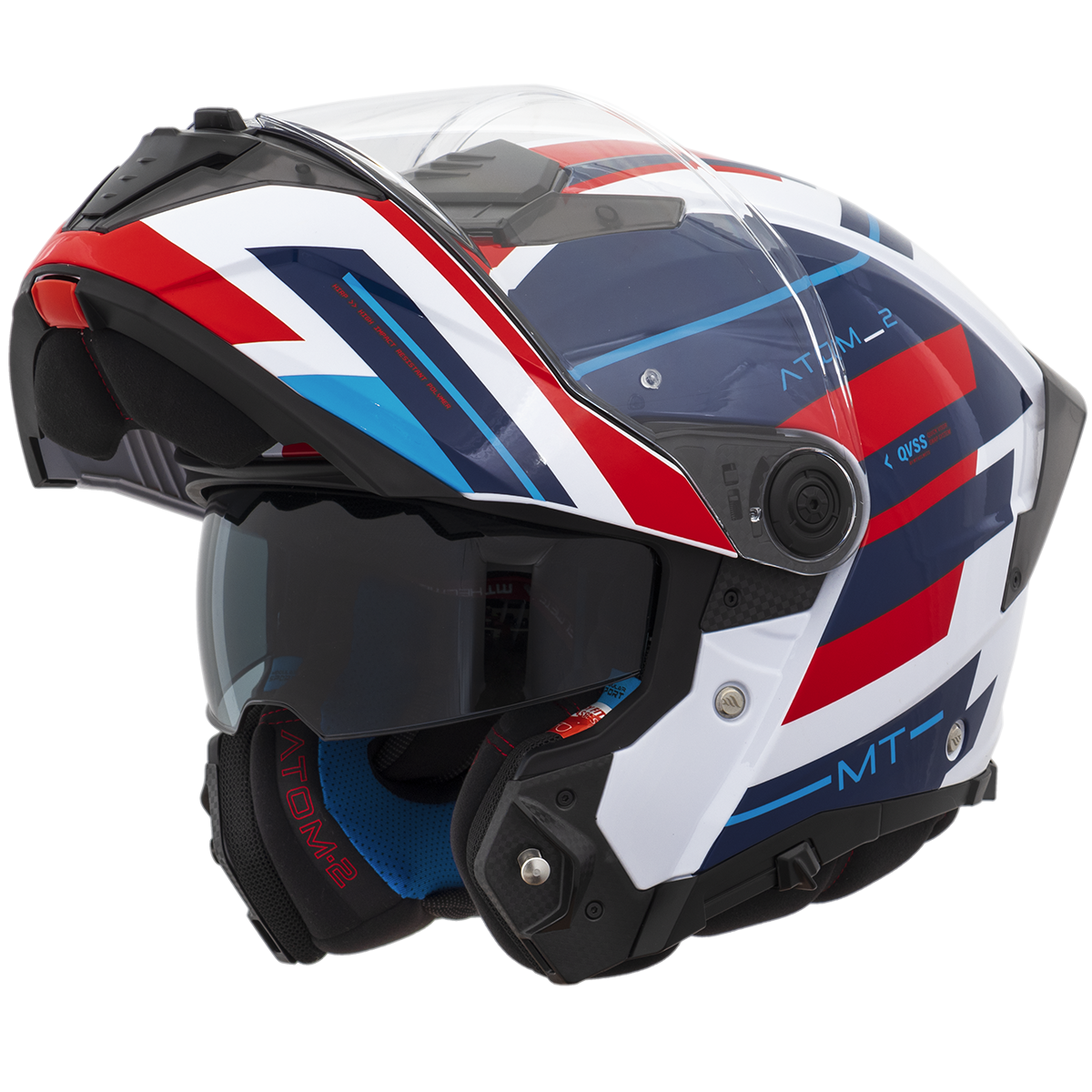 Capacete Mt Helmets Atom 2 SV Alkaline Fo Vermelho Azul Gloss