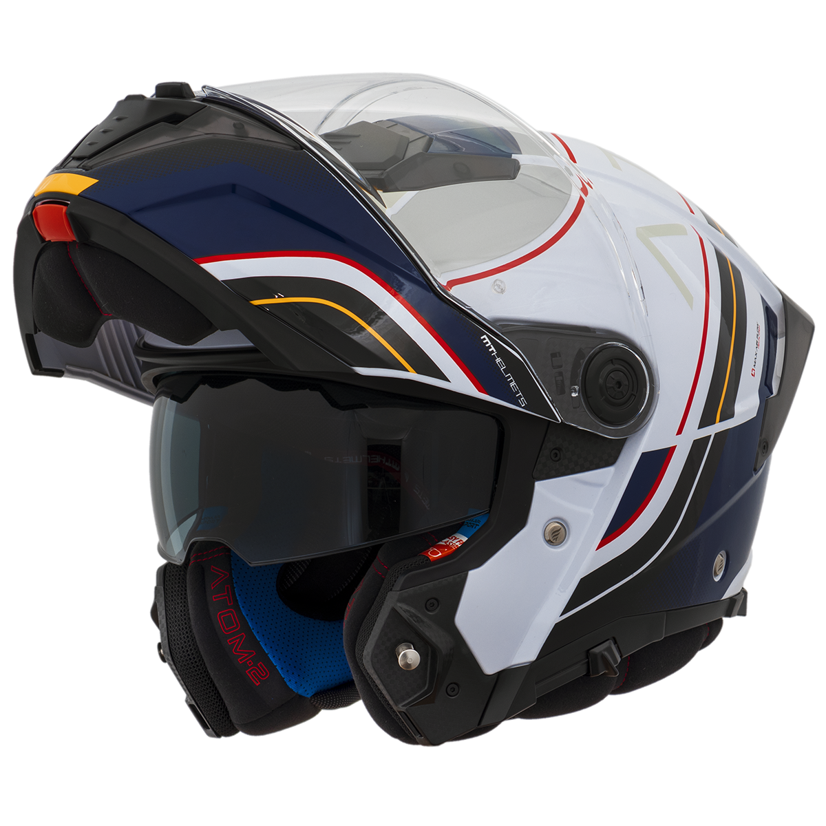 Capacete Mt Helmets Atom 2 SV Xenom A7 Branco Azul Brilho