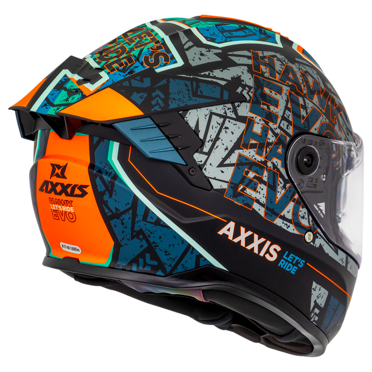 Capacete Axxis Hawk Evo Sv Lets Ride B7 Azul Matte