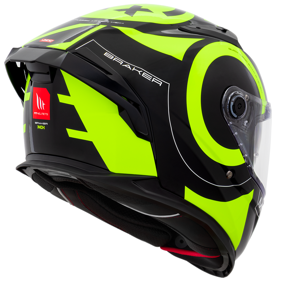 Capacete Mt Helmets Braker SV Inox A3 Preto Amarelo Flourescente Brilho