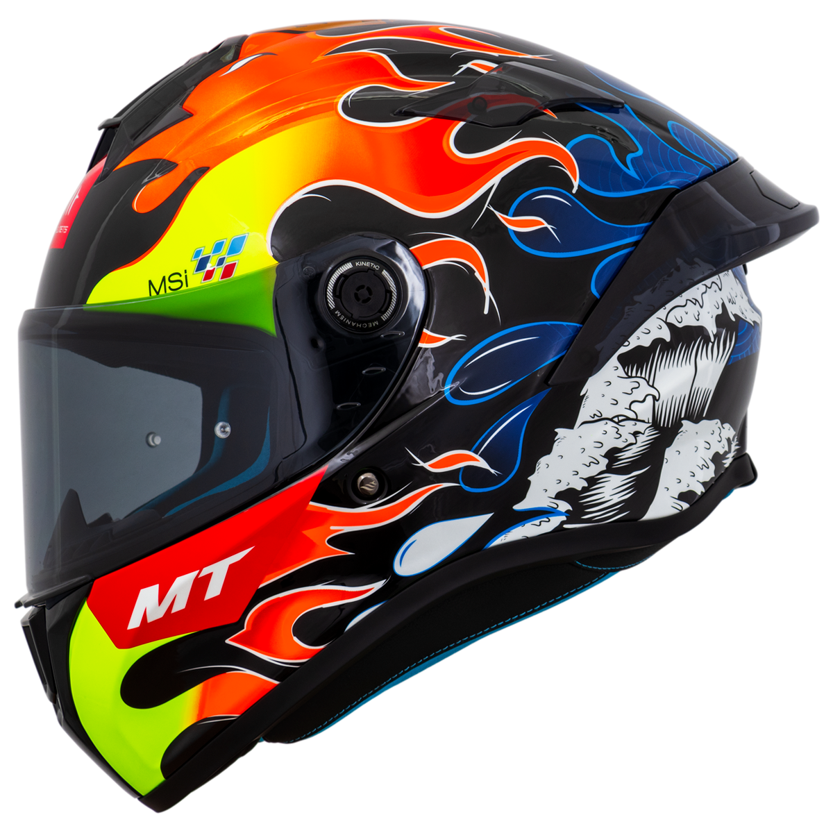 Capacete Mt Helmets Targo S Replica Yamanaka 2024 B7 Preto Flourescente Brilho