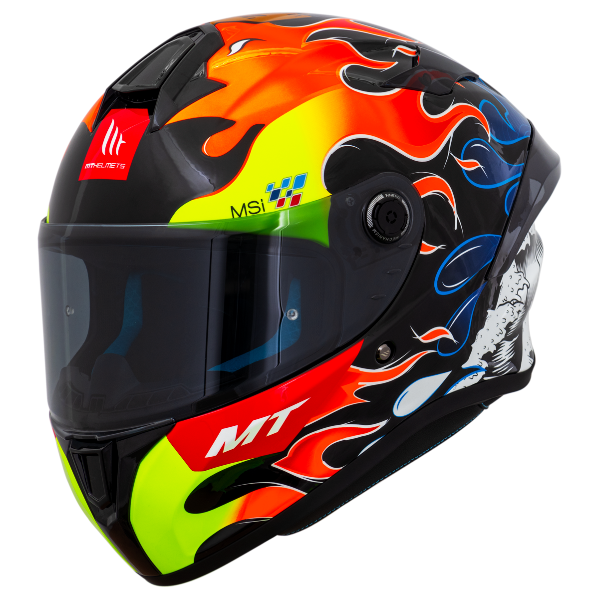 Capacete Mt Helmets Targo S Replica Yamanaka 2024 B7 Preto Flourescente Brilho