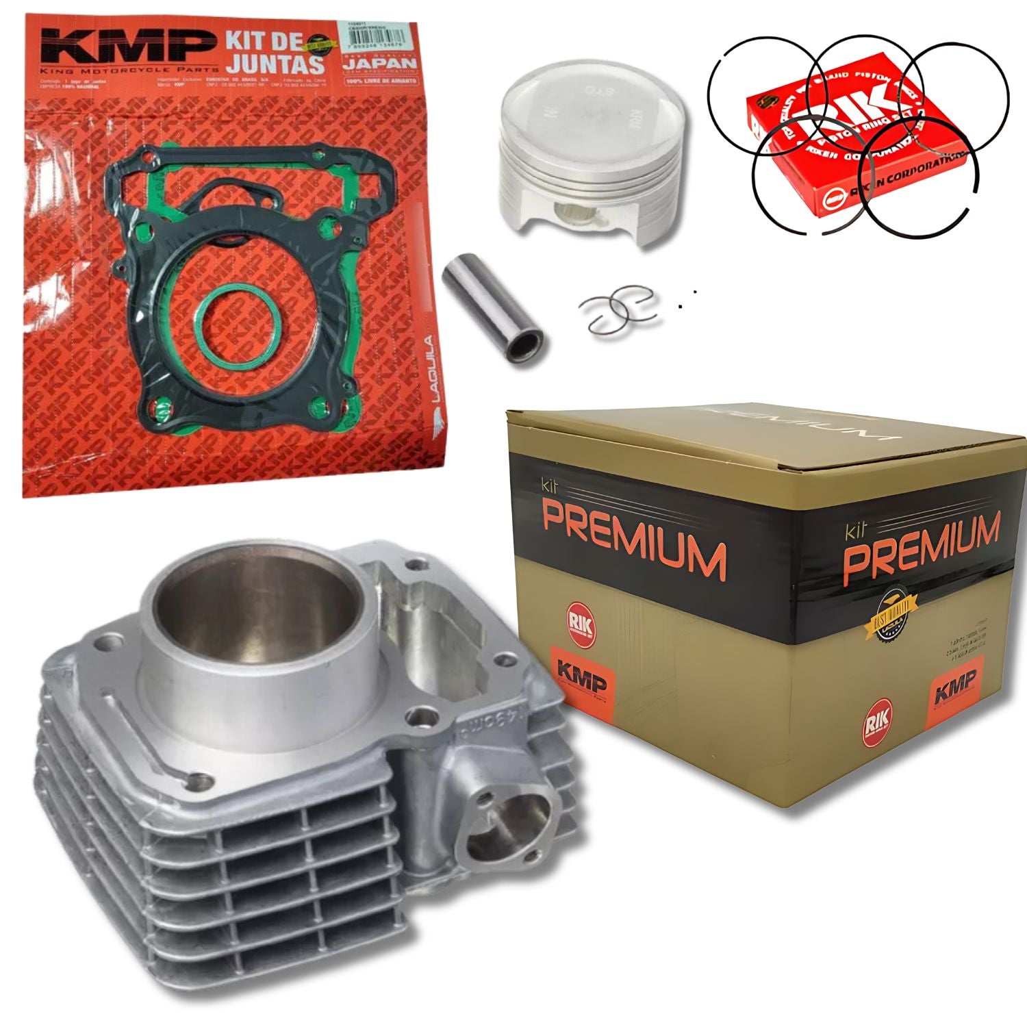 KIT PREMIUM COM CILINDRO PISTAO KMP HONDA CG TITAN FAN 150