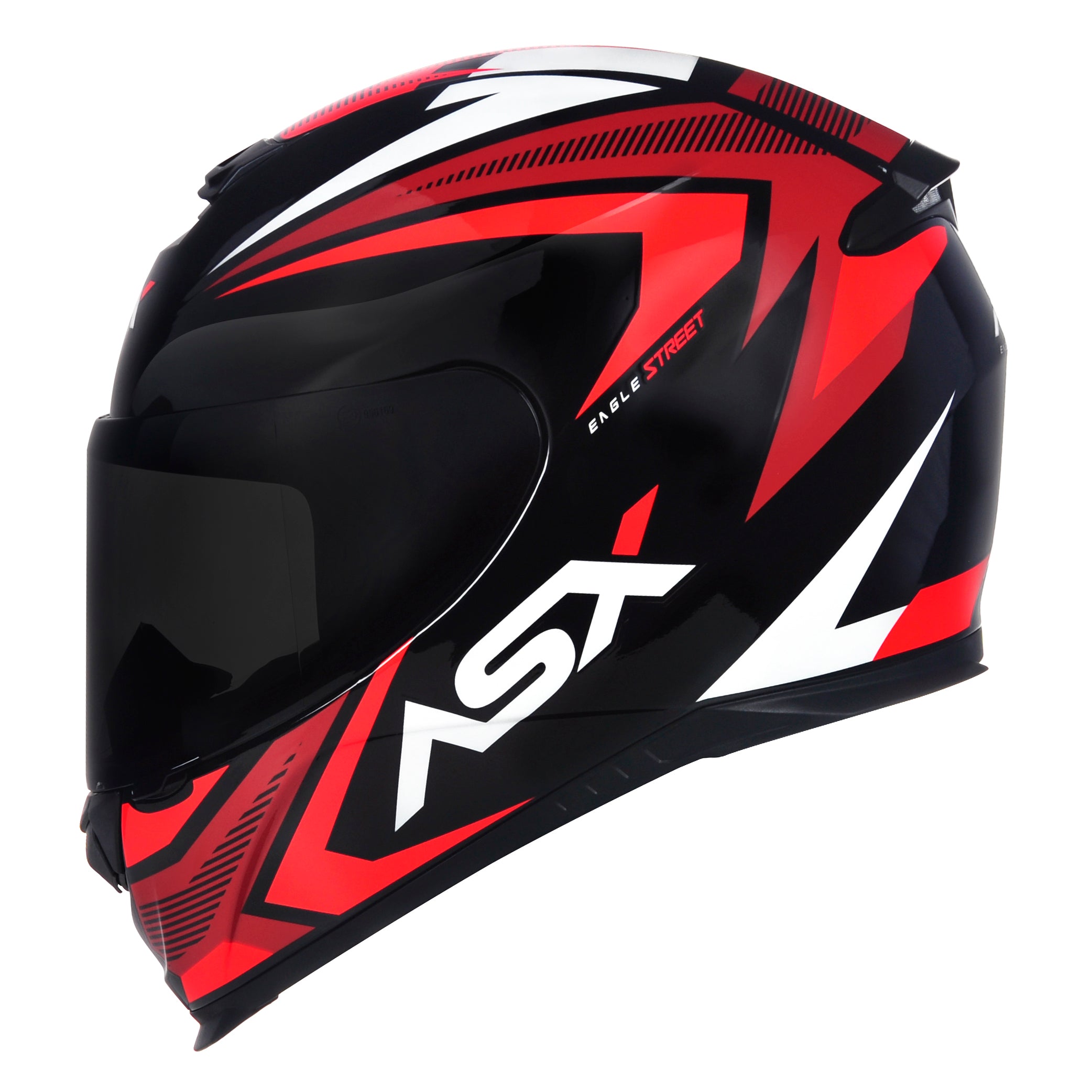 Capacete ASX Eagle Street Brilho Preto/Vermelho/Branco