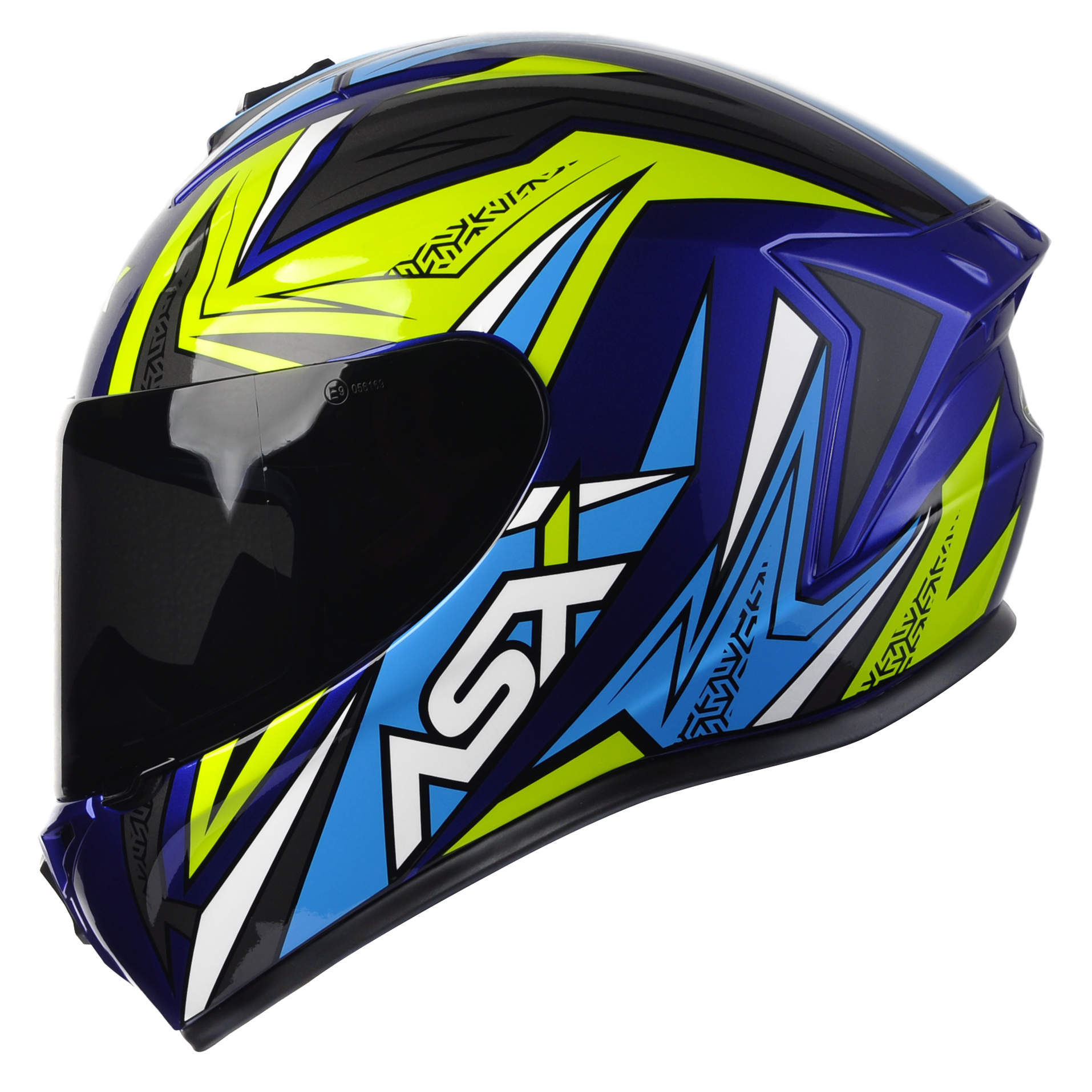 Capacete ASX Draken Vector Brilho Azul/Amarelo/Cinza