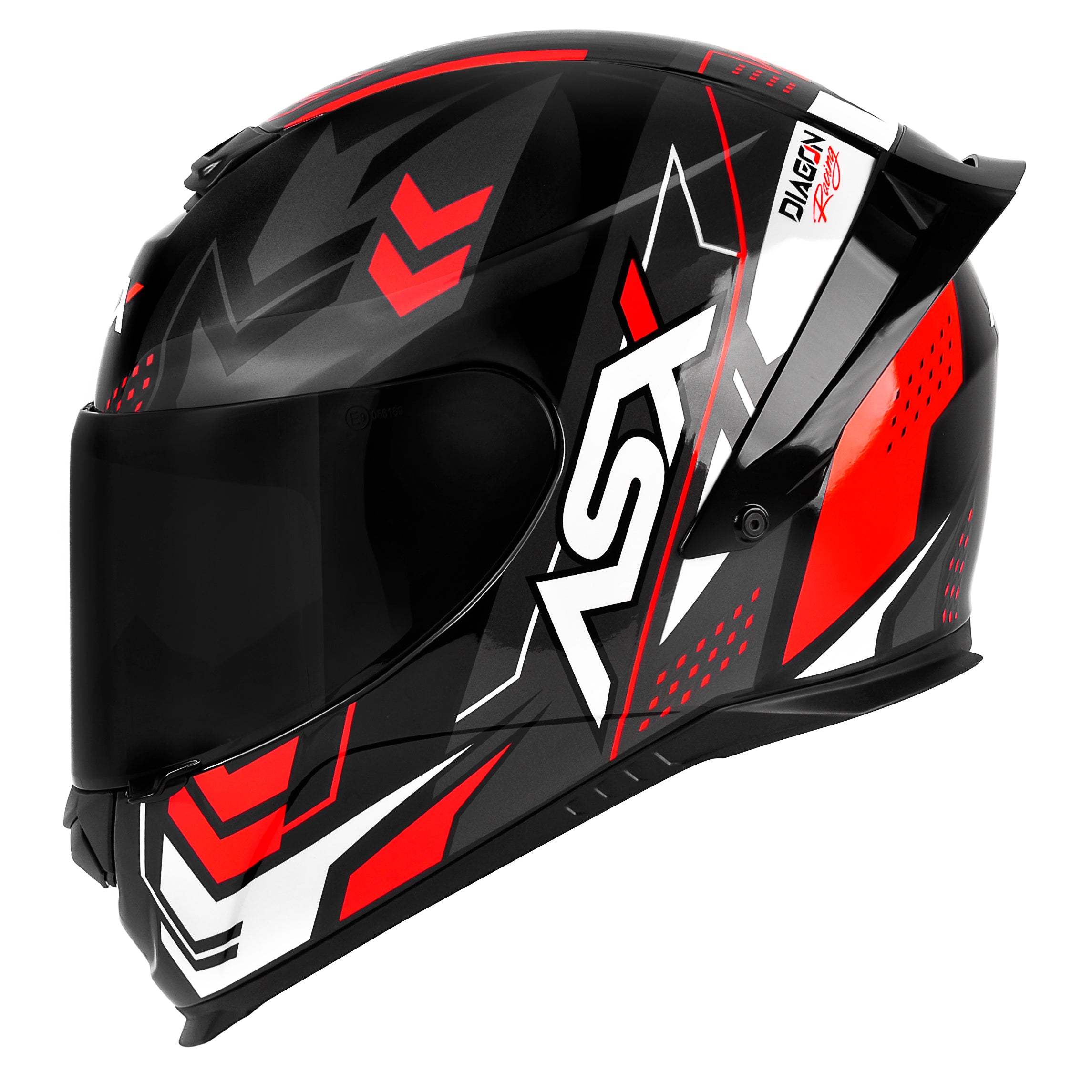 Capacete ASX Eagle Racing Diagon Brilho Preto/Grafite/Vermelho
