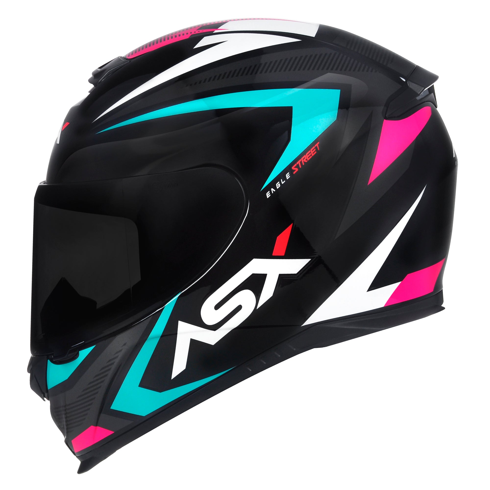 Capacete ASX Eagle Street Brilho Preto/Tiffany/Rosa