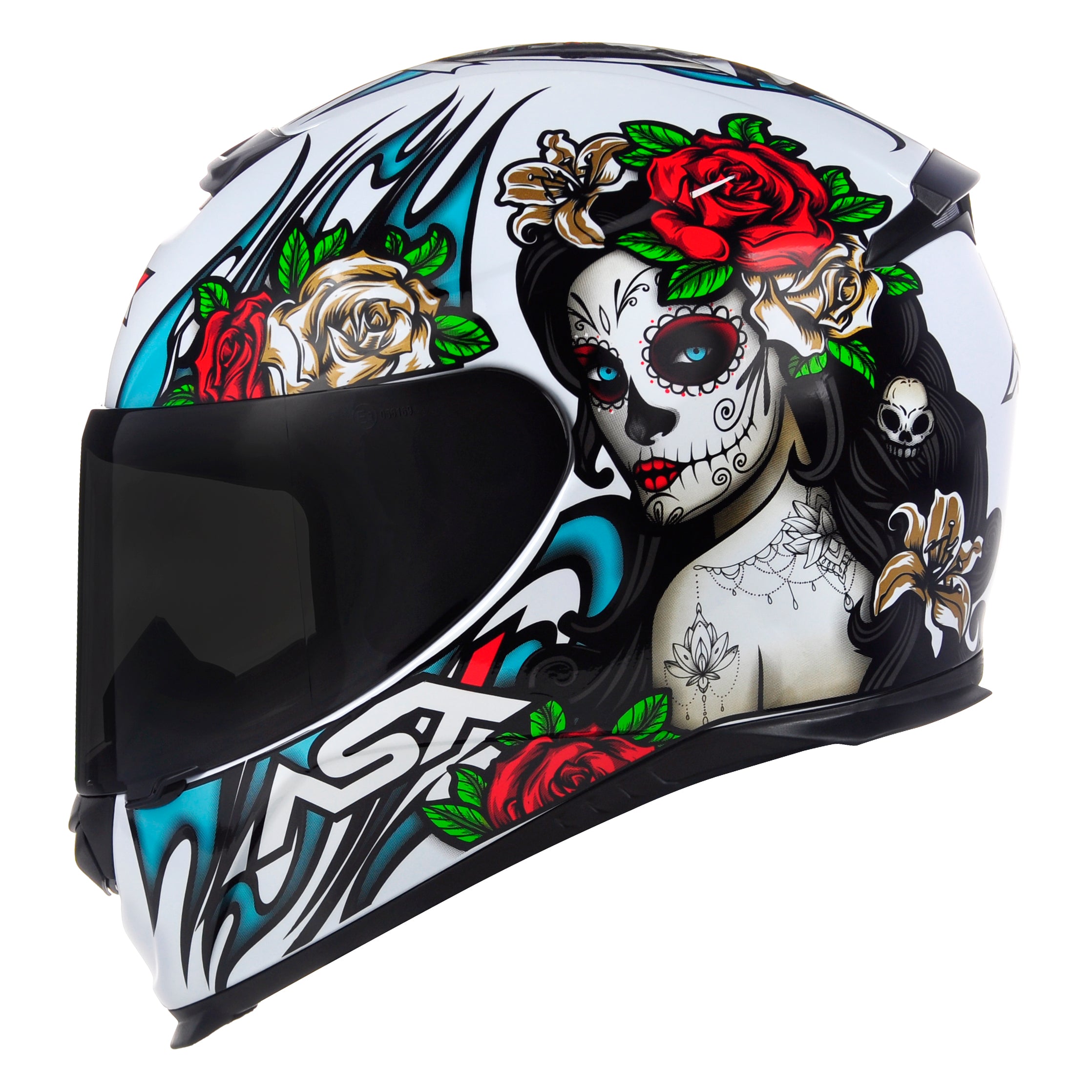 Capacete ASX Eagle Hunter Catarina Brilho Branco/Preto/Azul/Vermelho