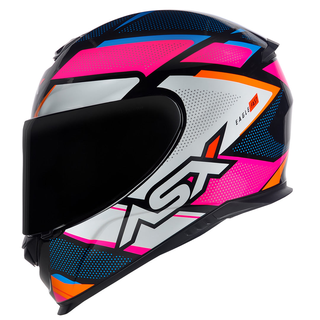 Capacete ASX Eagle Fast Brilho Preto/Rosa/Branco