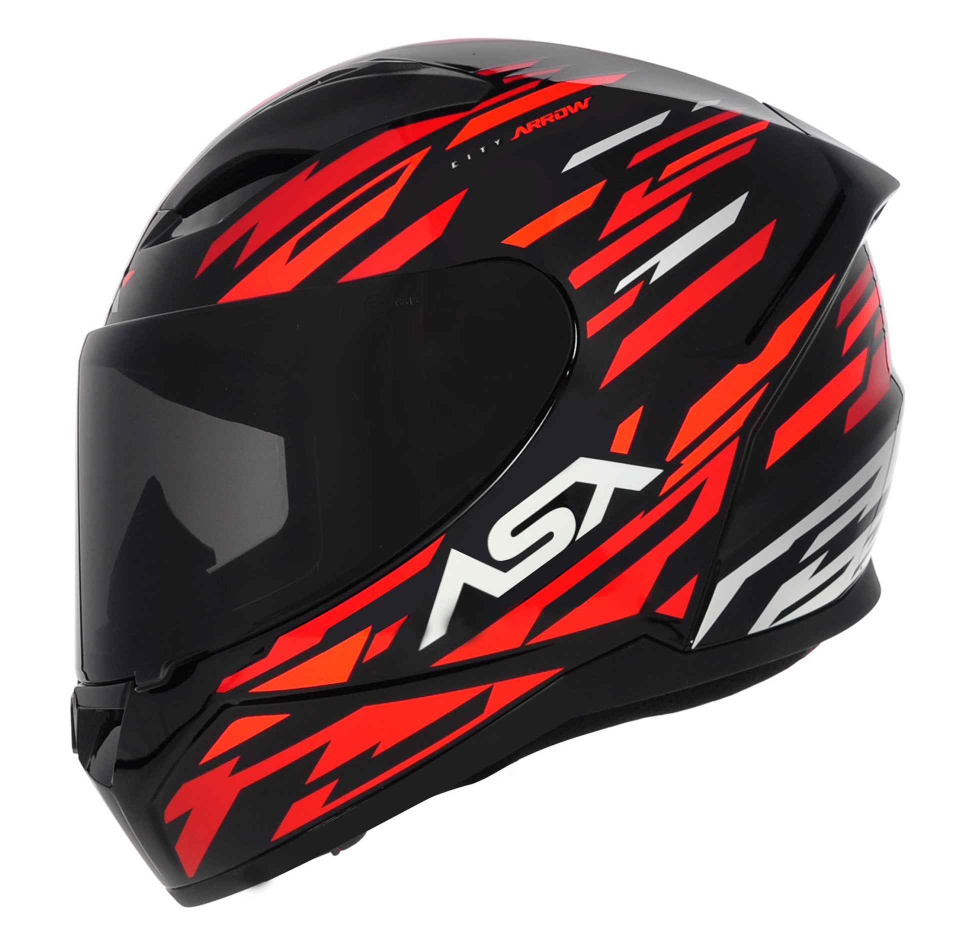 Capacete ASX City Arrow Brilho Preto/Vermelho/Branco