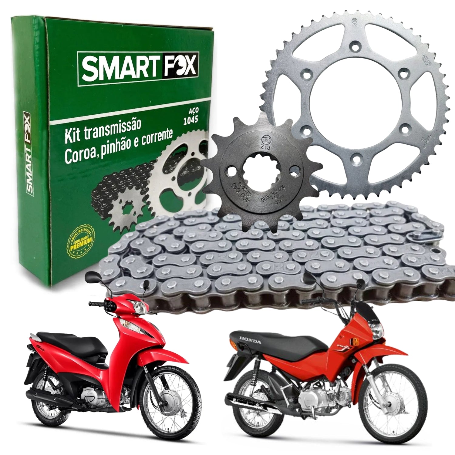 Kit Relação Transmissão Biz 125 2006-2015 Pop 100 2007-2015