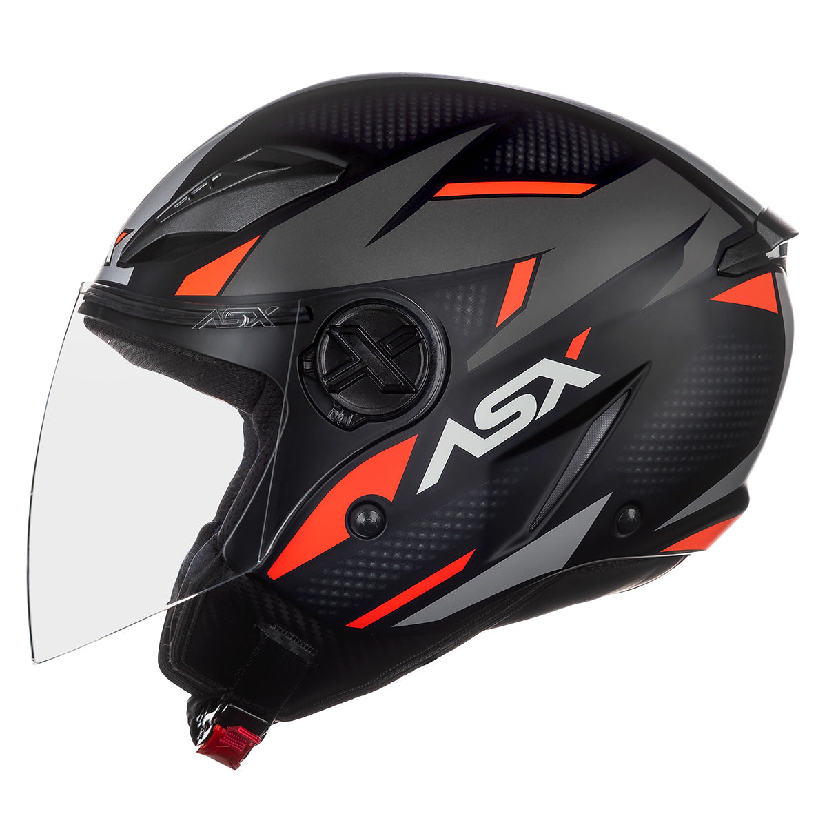 Capacete ASX City Air Square Fosco Preto Grafite Veremelho