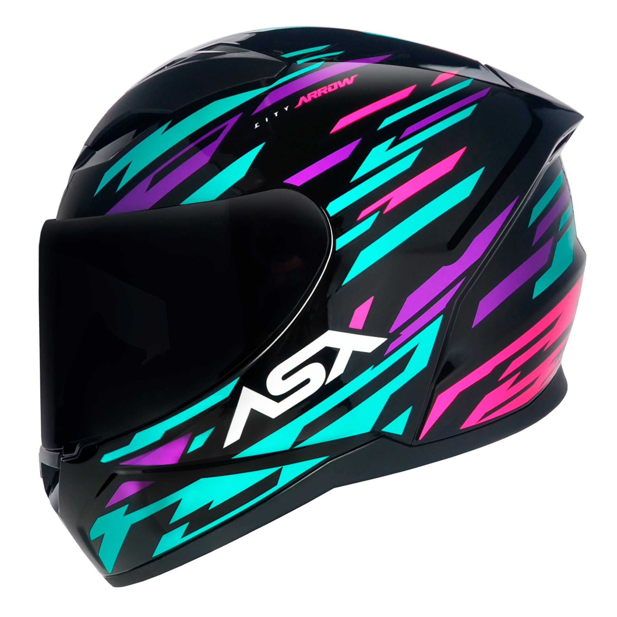 Capacete ASX City Arrow Brilho Preto/Tiffany/Roxo