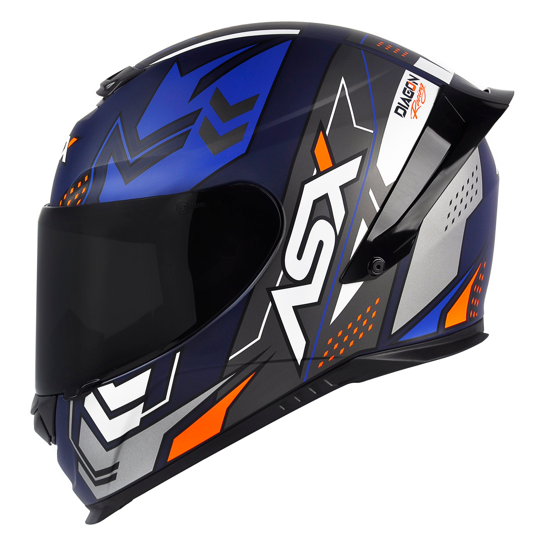 Capacete ASX Eagle Racing Diagon Fosco/Azul/Branco