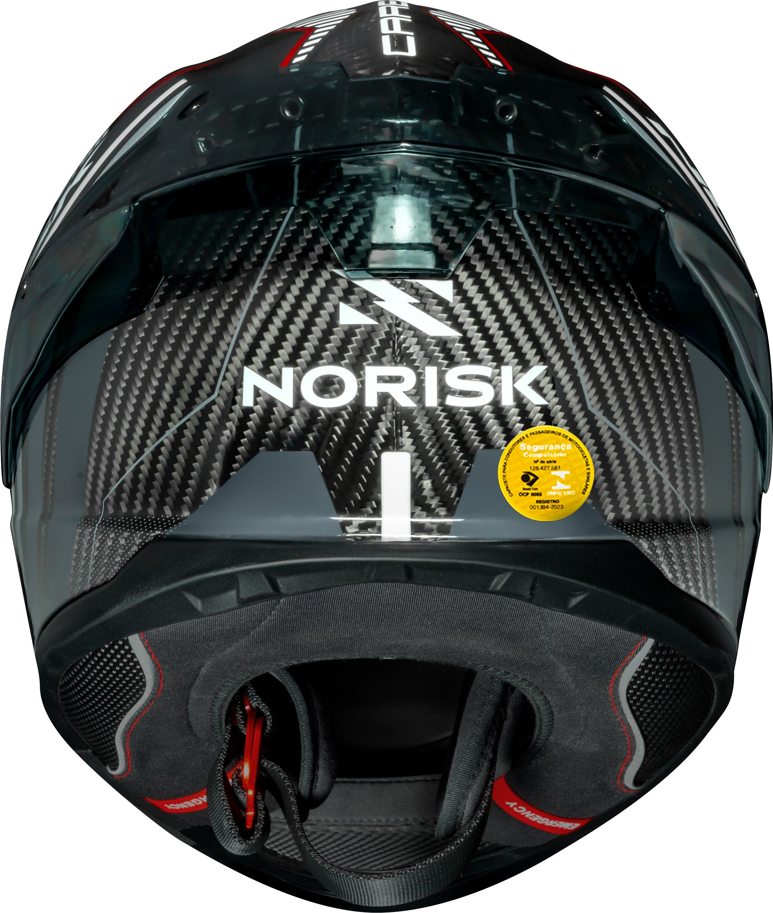 Capacete Norisk Carbon R Team Branco Vermelho