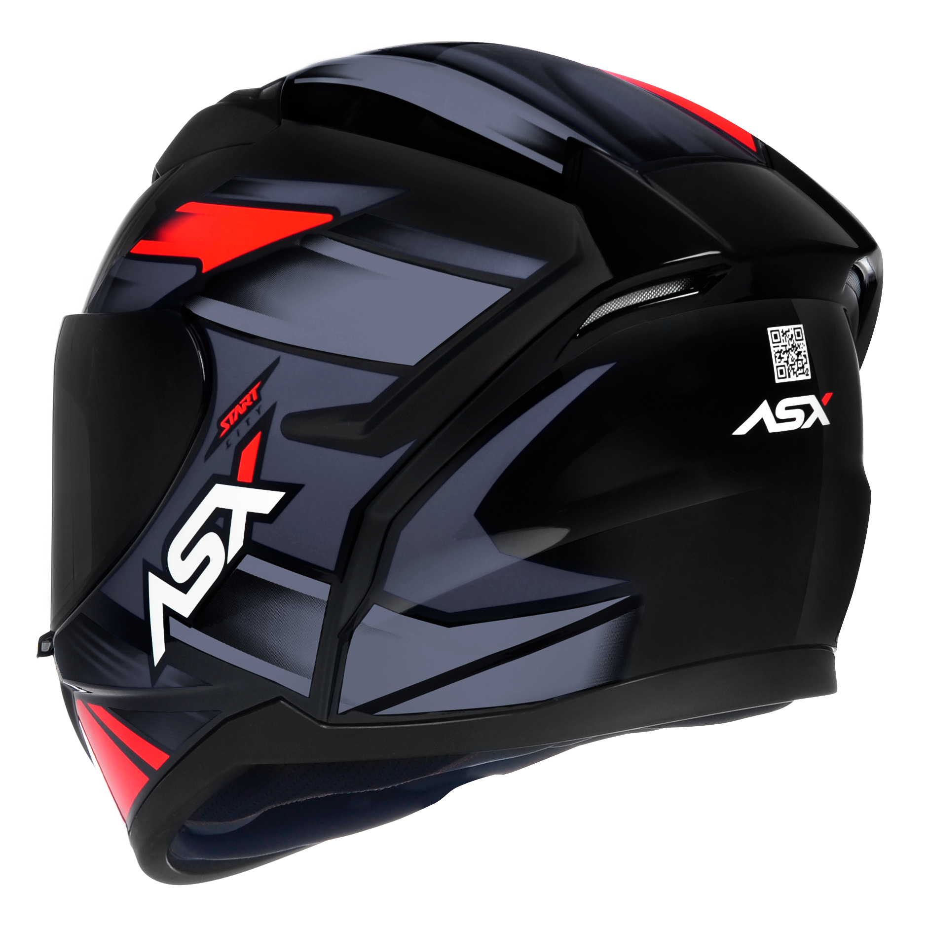 Capacete ASX City Start Brilho Preto/Vermelho/Cinza