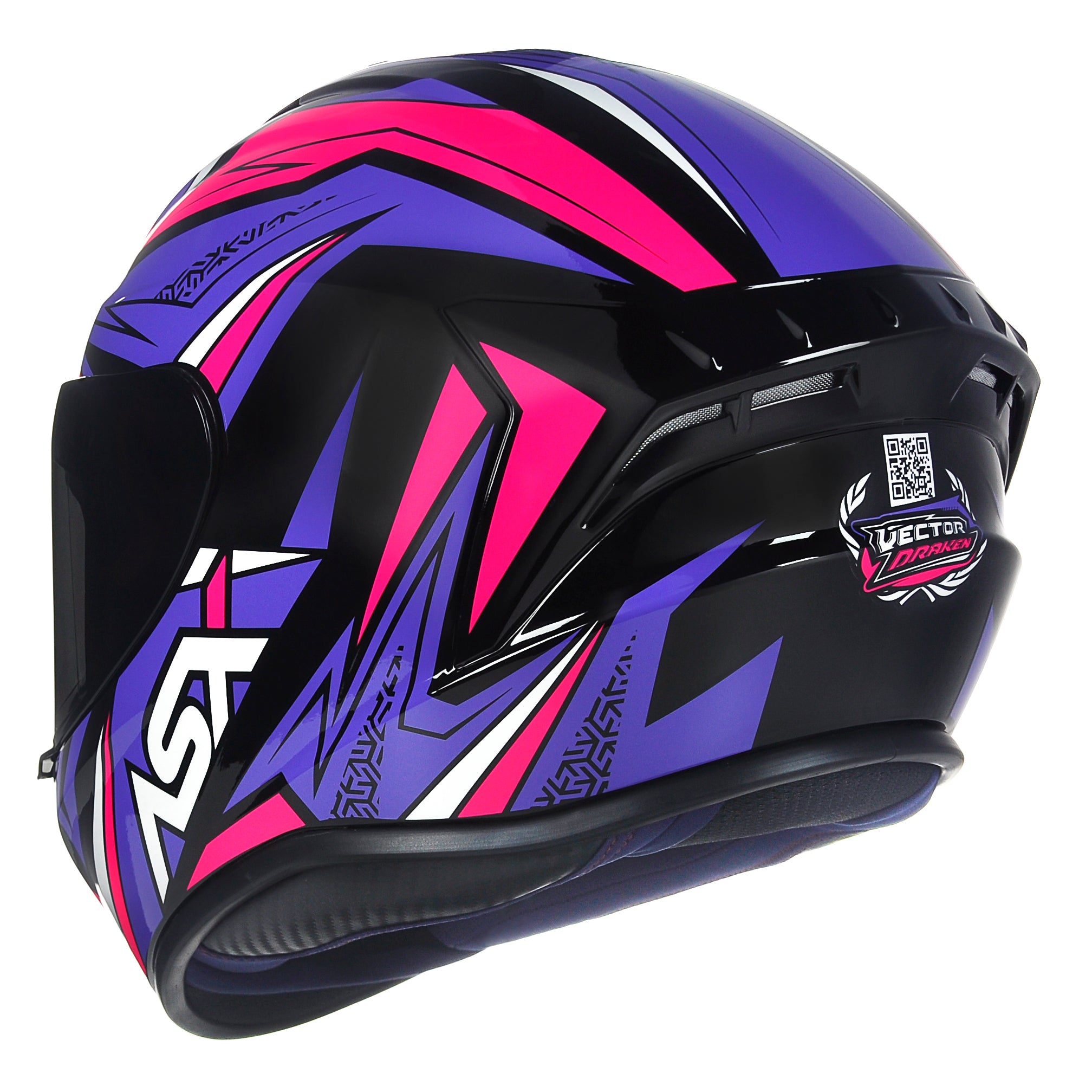 Capacete ASX Draken Vector Brilho Preto/Lilas/Rosa
