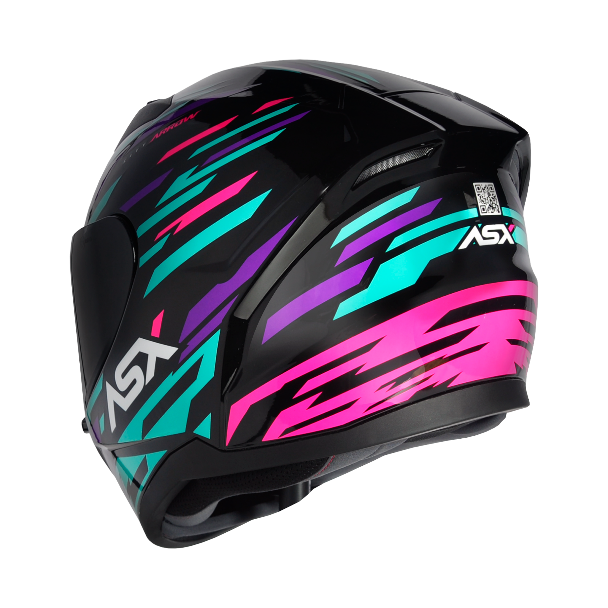 Capacete ASX City Arrow Brilho Preto/Tiffany/Roxo