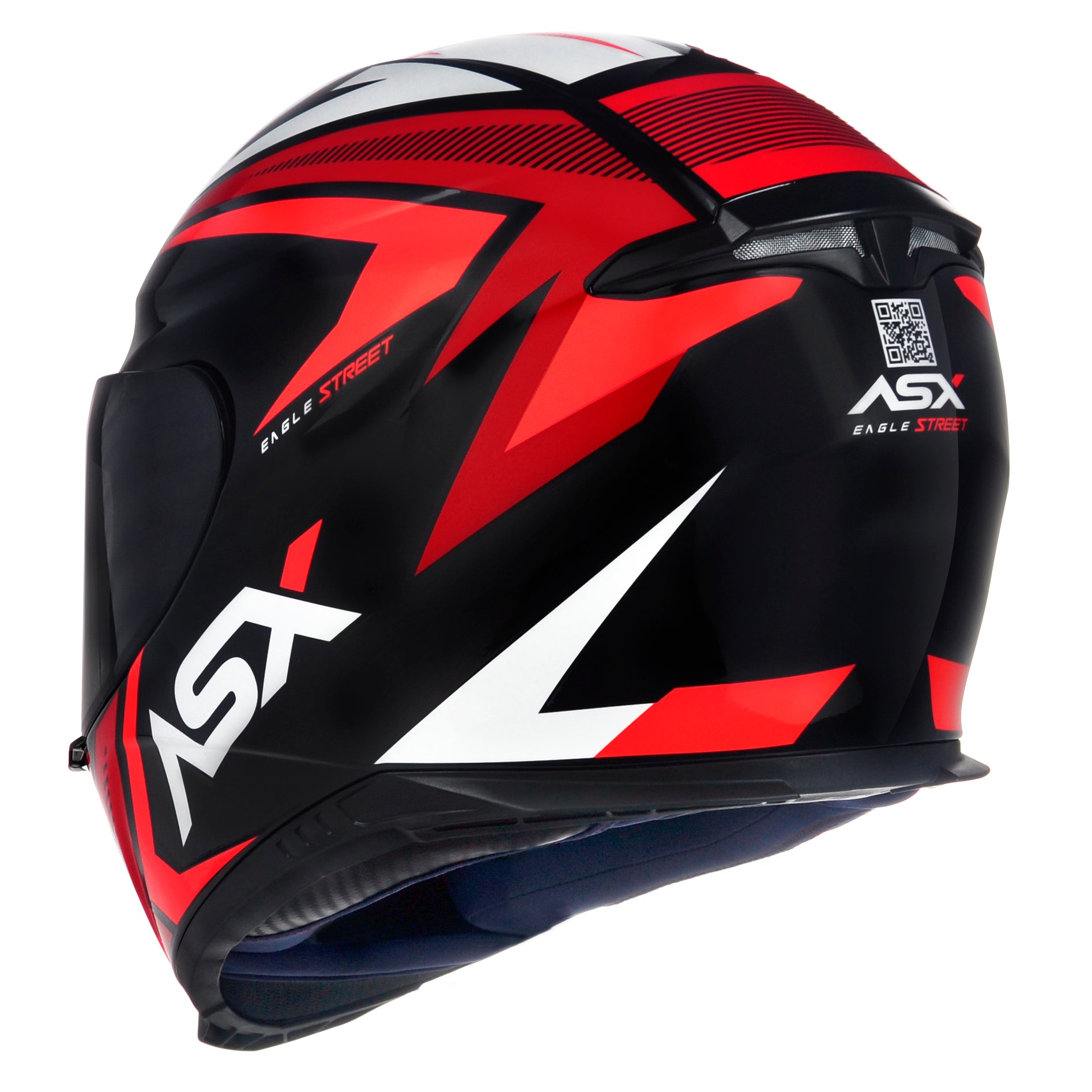 Capacete ASX Eagle Street Brilho Preto/Vermelho/Branco