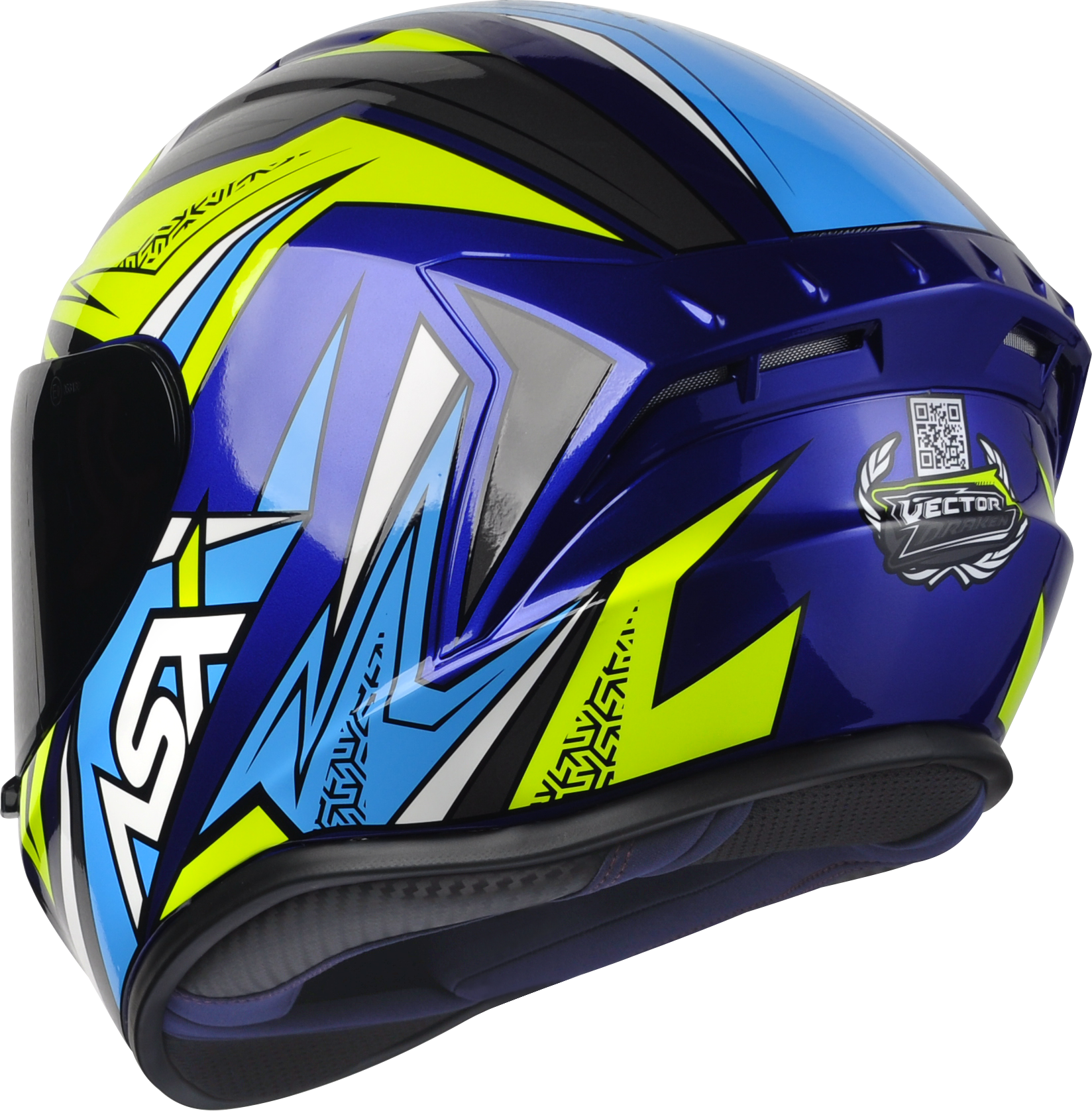 Capacete ASX Draken Vector Brilho Azul/Amarelo/Cinza