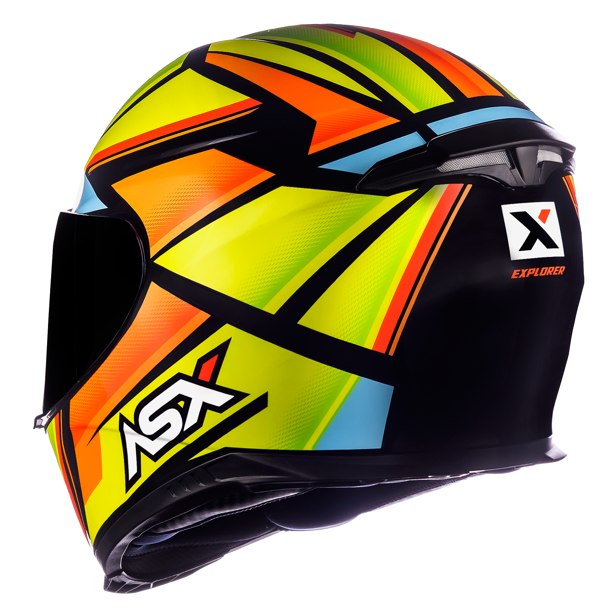 Capacete ASX Eagle Explorer Brilho Preto/Amarelo/Laranja