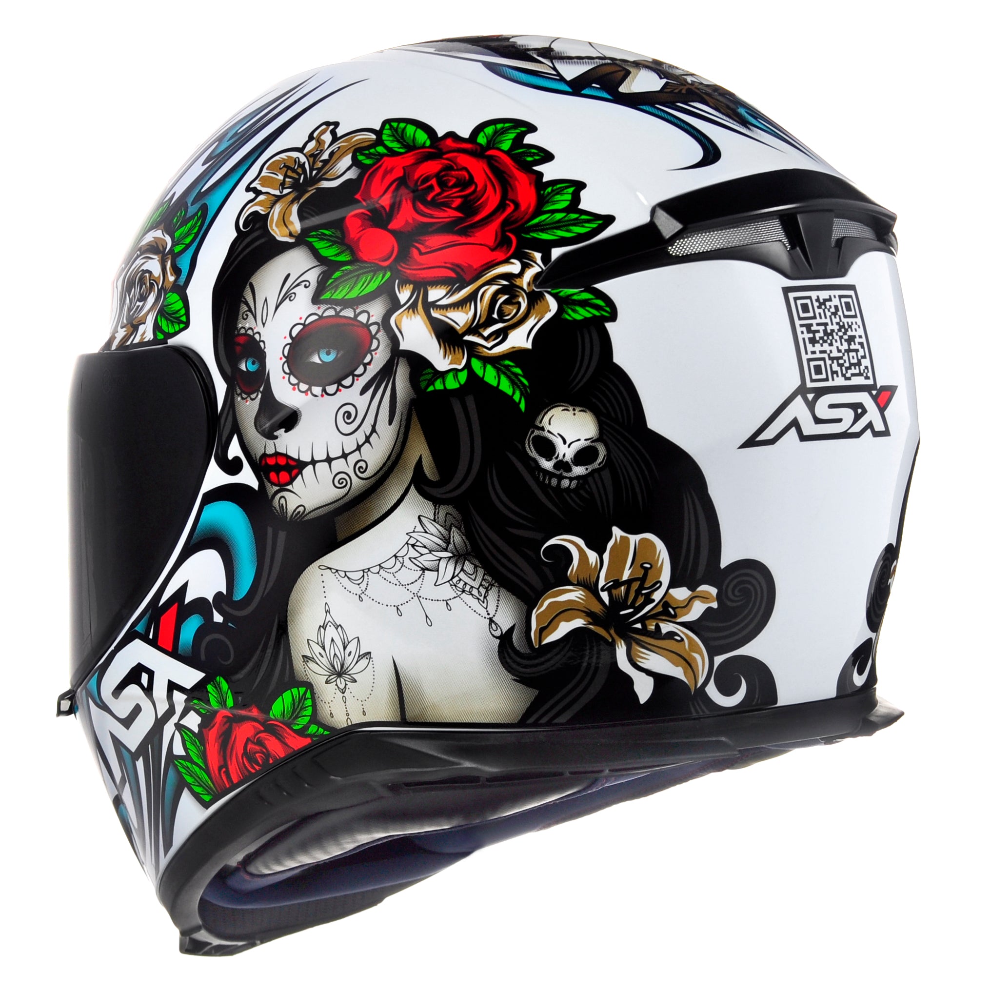 Capacete ASX Eagle Hunter Catarina Brilho Branco/Preto/Azul/Vermelho
