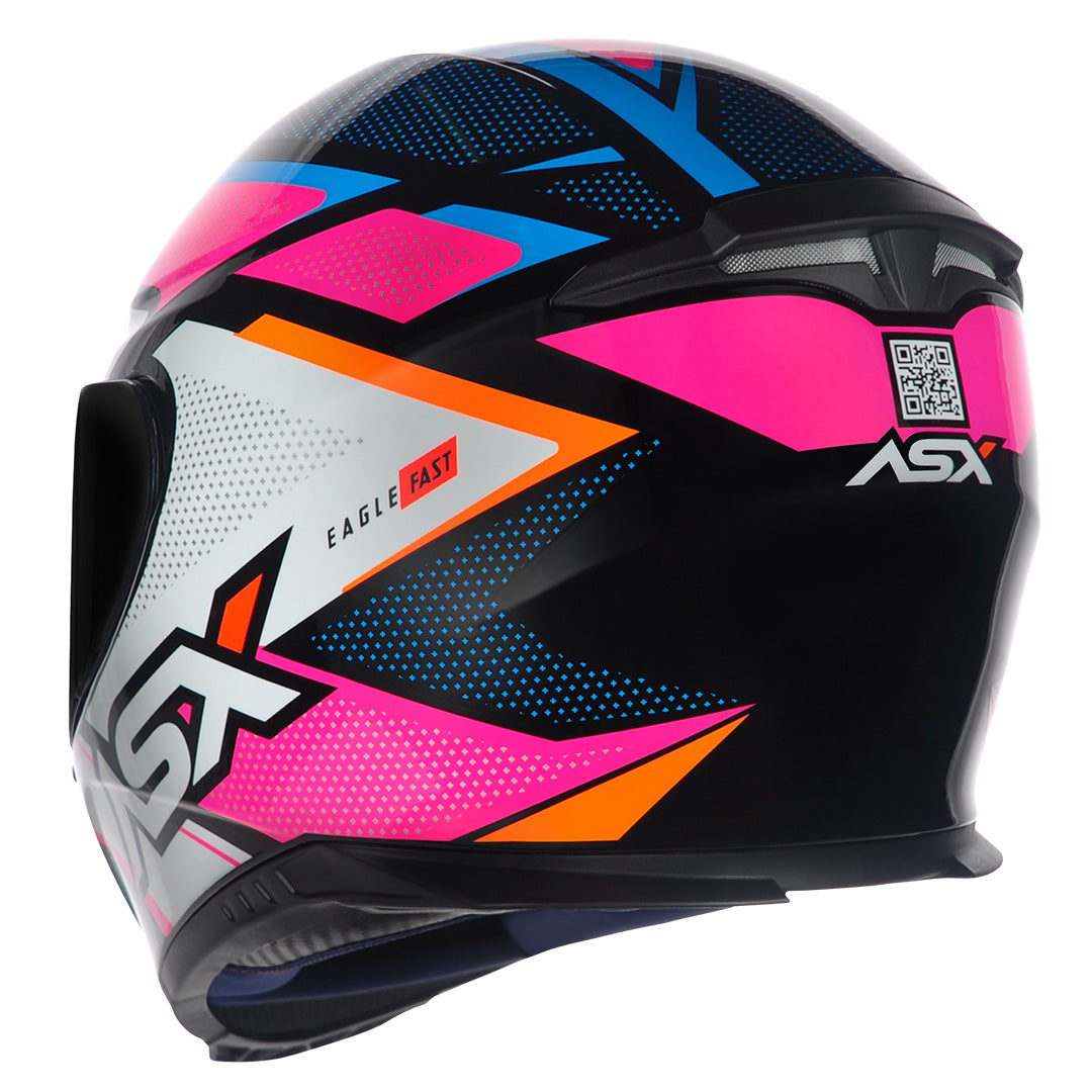 Capacete ASX Eagle Fast Brilho Preto/Rosa/Branco