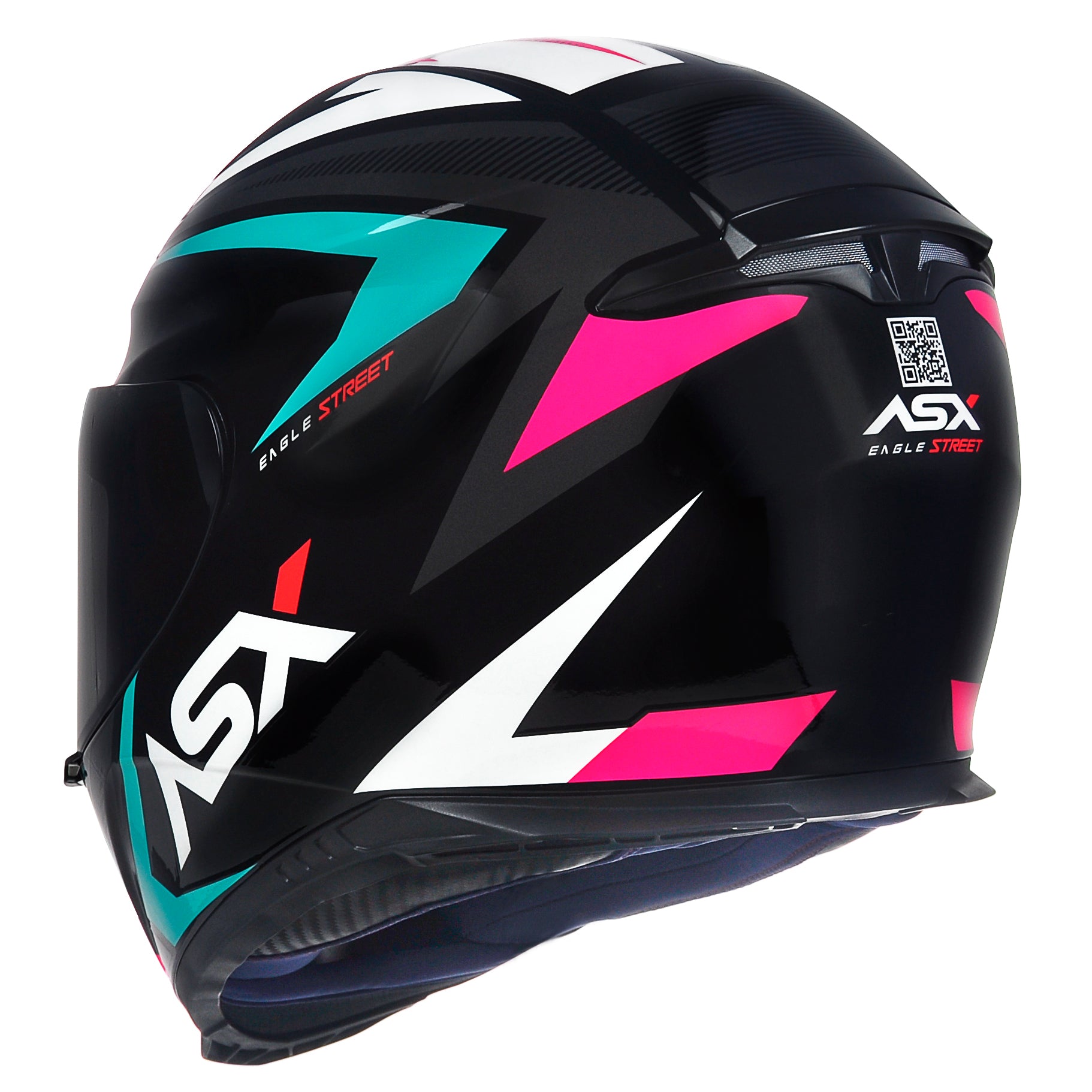 Capacete ASX Eagle Street Brilho Preto/Tiffany/Rosa