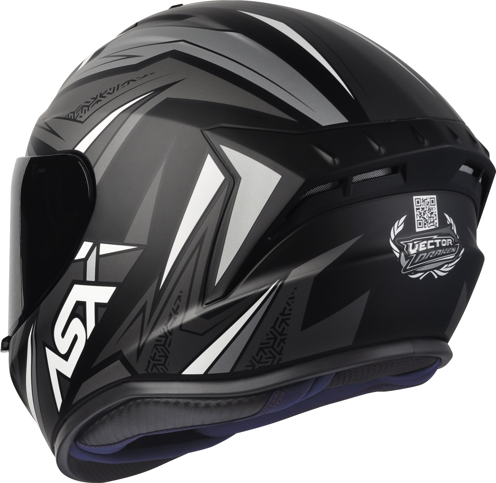 Capacete ASX Draken Vector Fosco Preto/Cinza