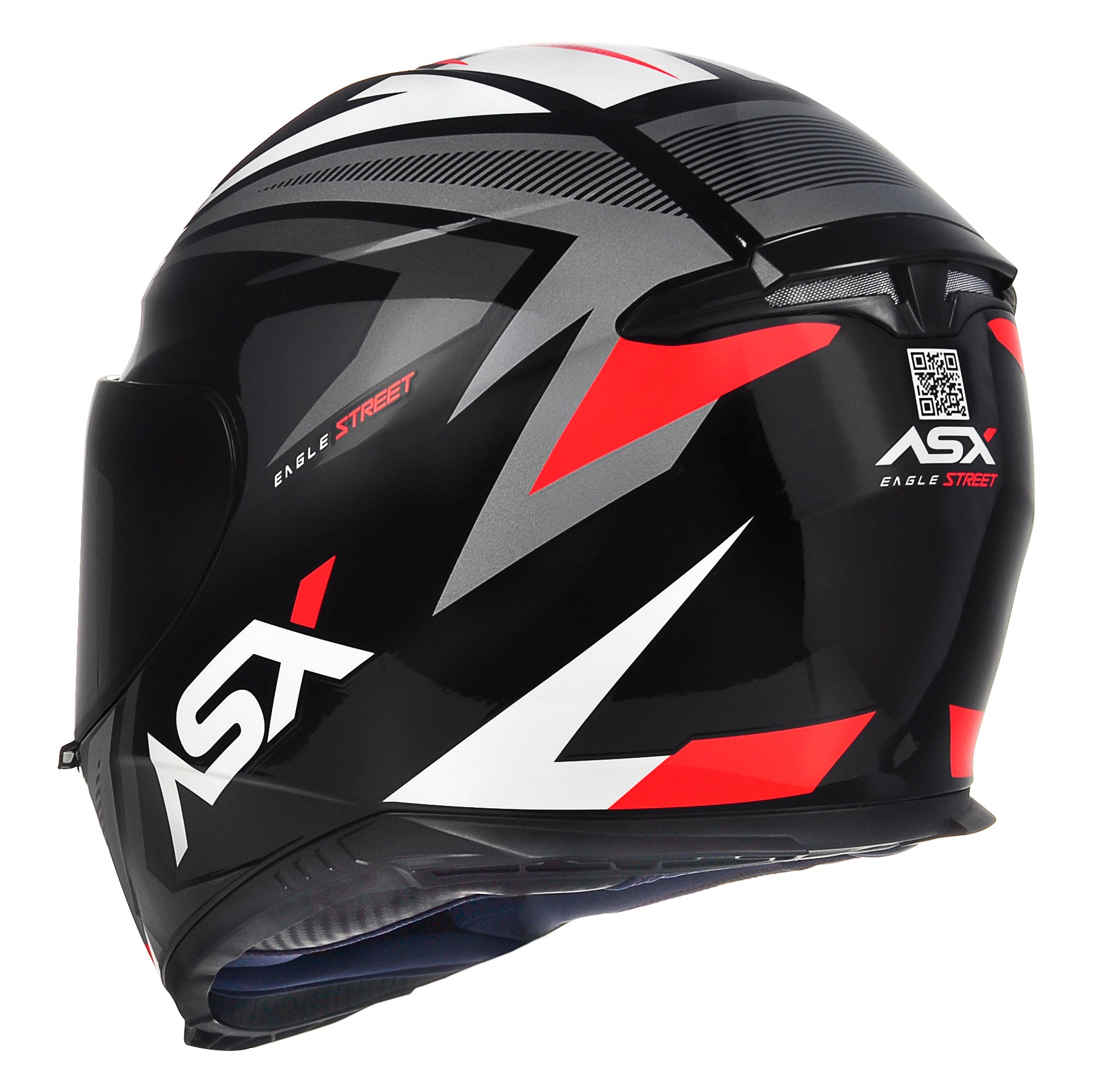 Capacete ASX Eagle Street Brilho Preto/Grafite/Branco