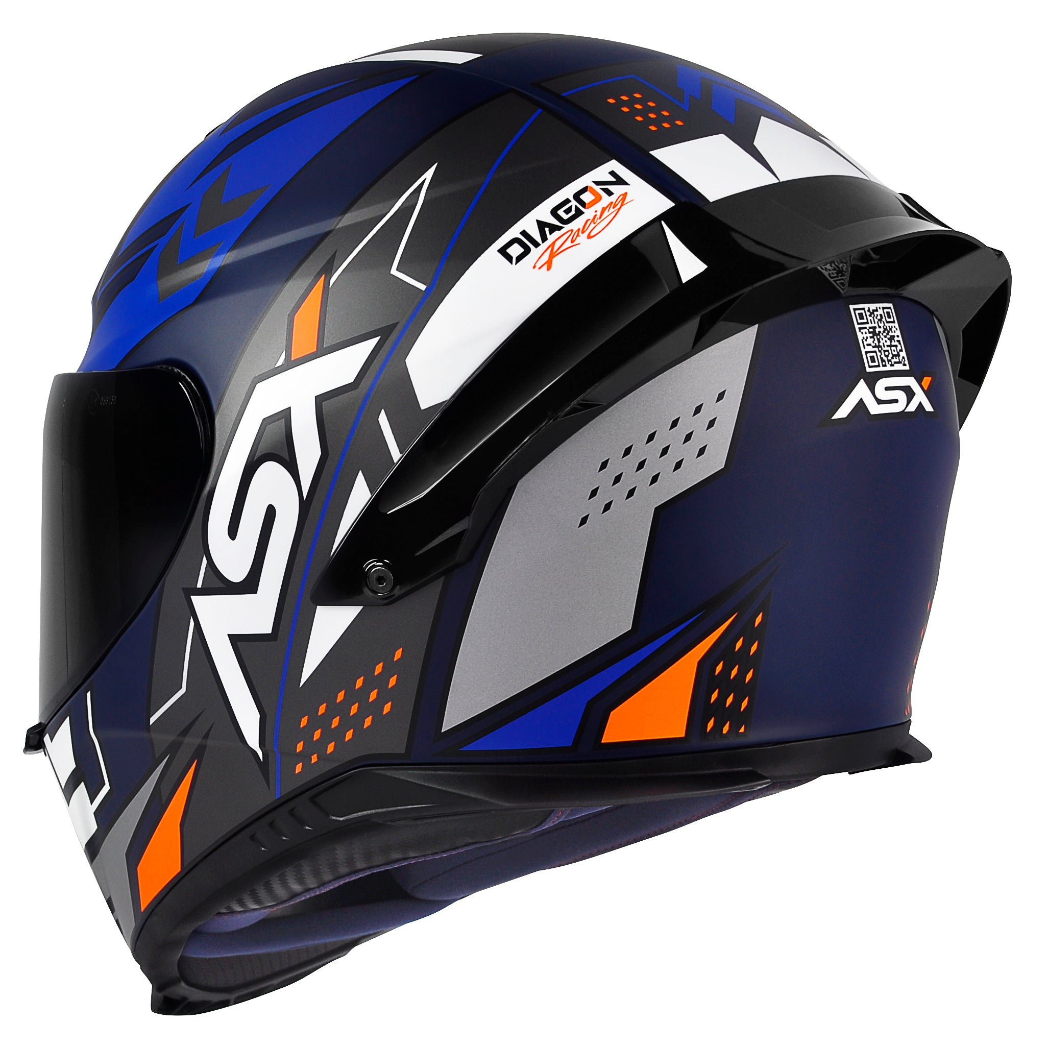 Capacete ASX Eagle Racing Diagon Fosco/Azul/Branco