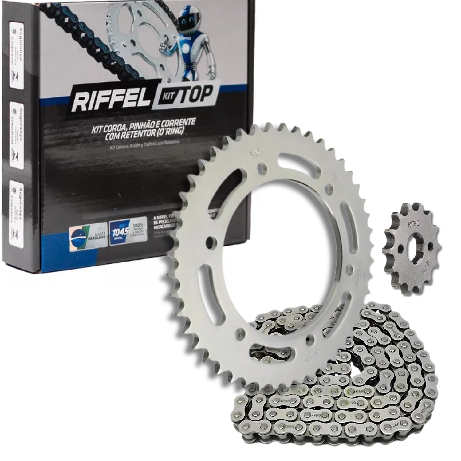 KIT RELAÇÃO RIFFEL COM RETENTOR YAMAHA FZ15 2022 2023 2024 2025