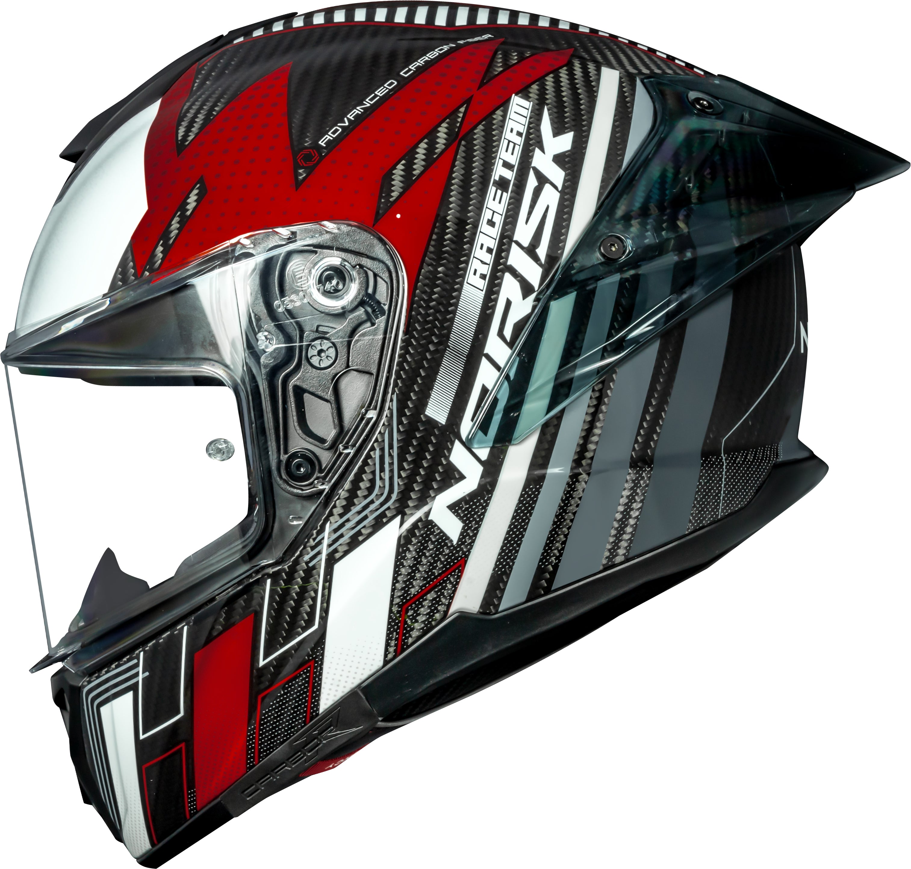 Capacete Norisk Carbon R Team Branco Vermelho