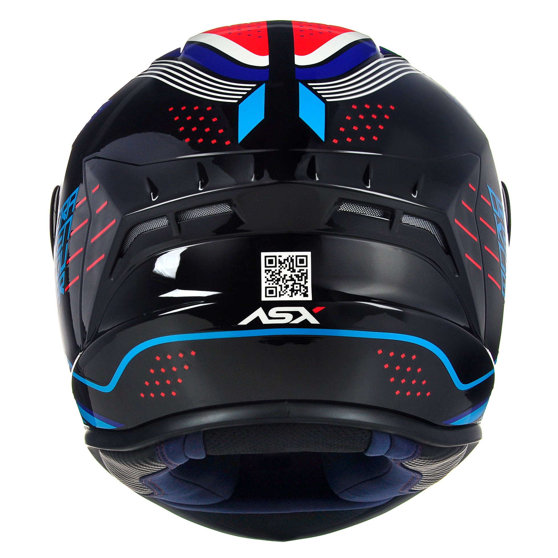 Capacete ASX draken Cougar Brilho Preto/Azul/Vermelho